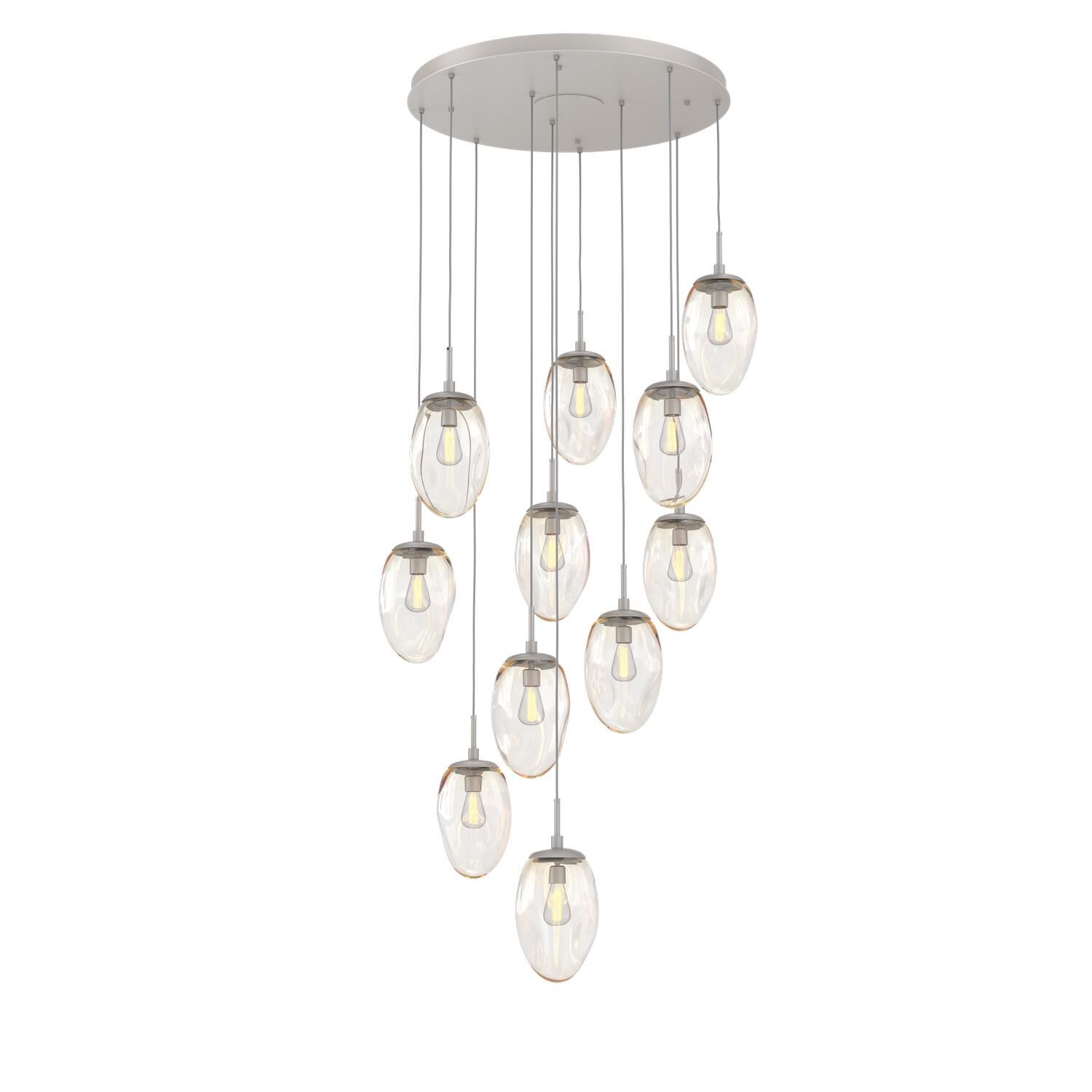 Shown in Metallic Beige Silver finish and Blown Amber glass