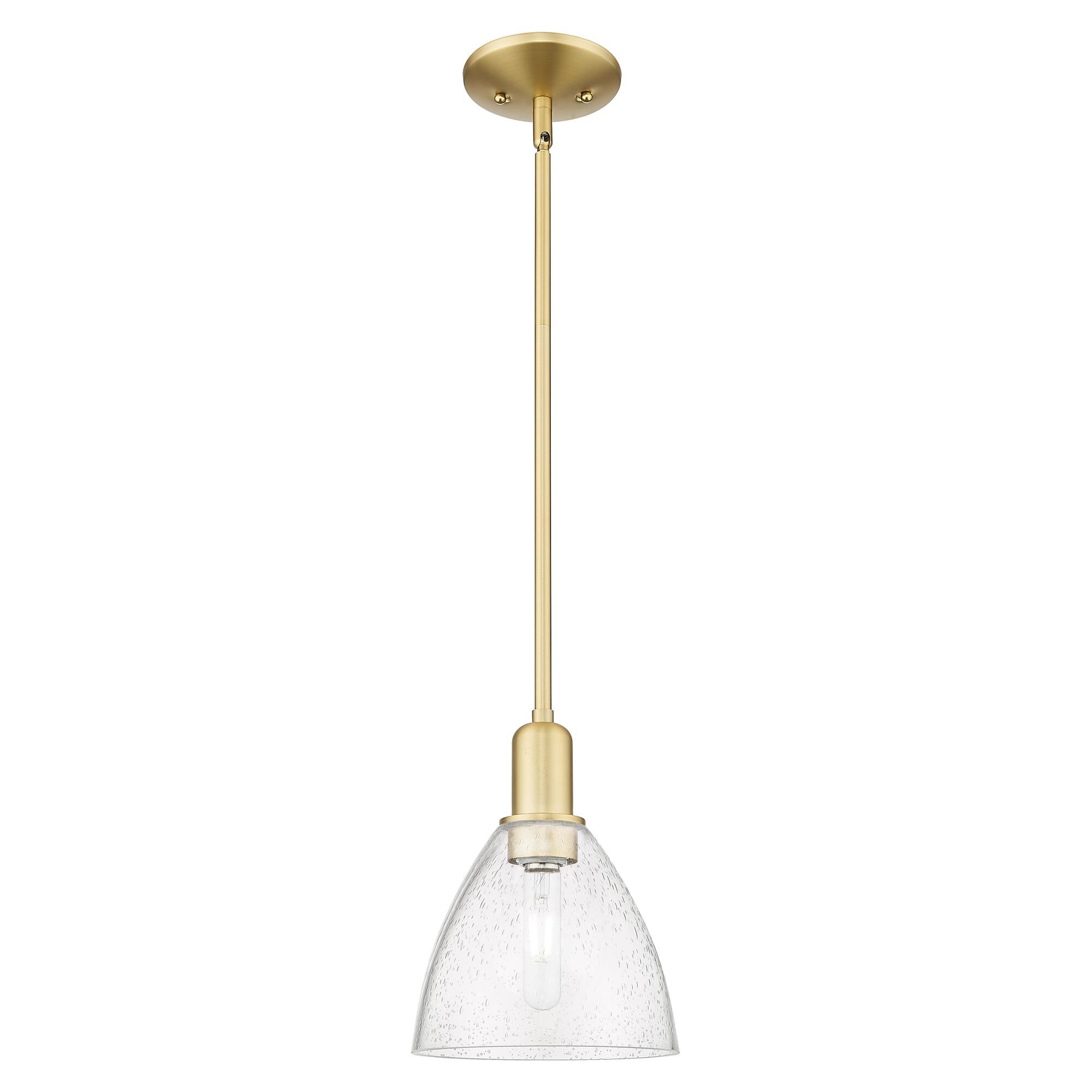Shown in Satin Gold finish and Seedy glass