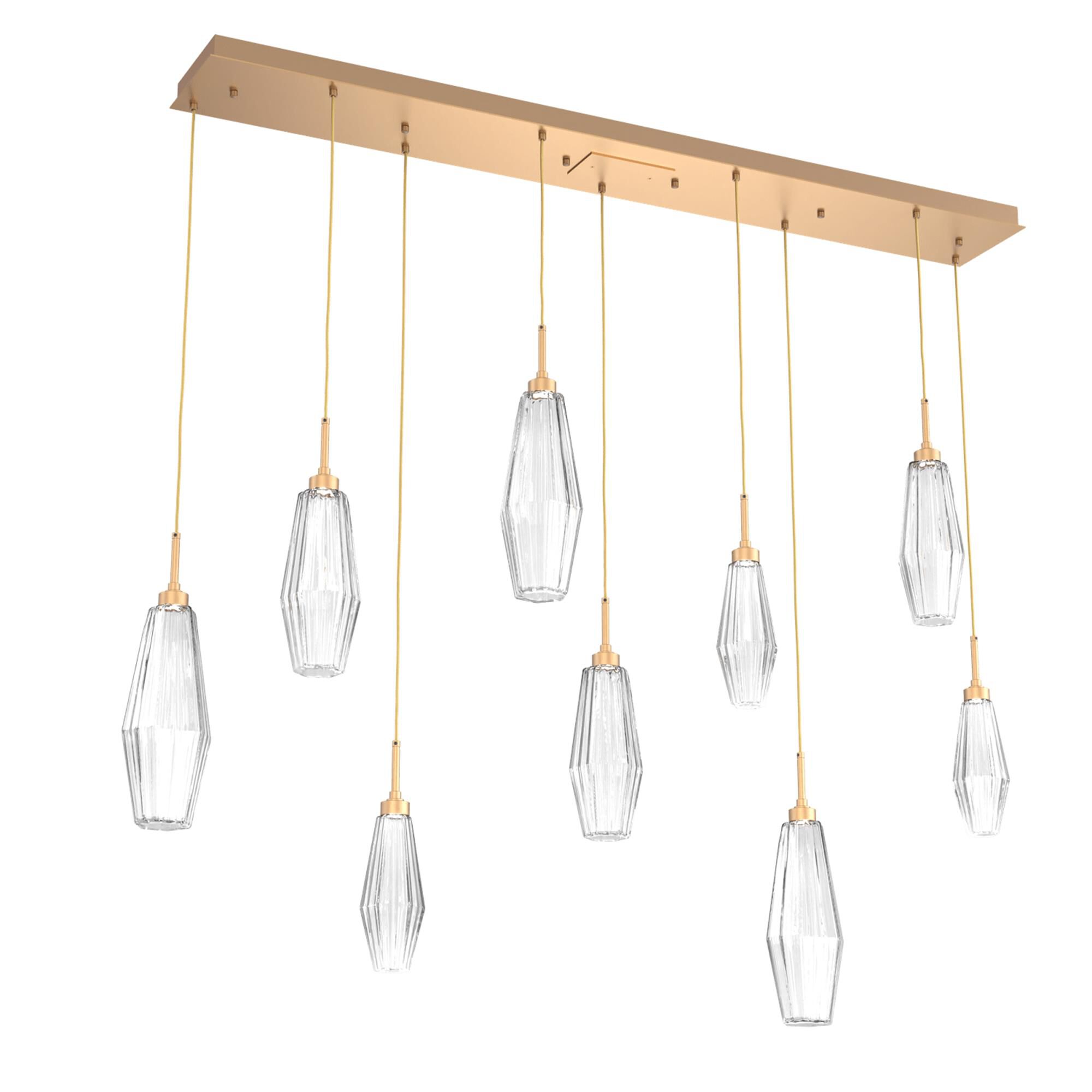 Shown in Novel Brass finish and Optic Rib Blown And Clear glass