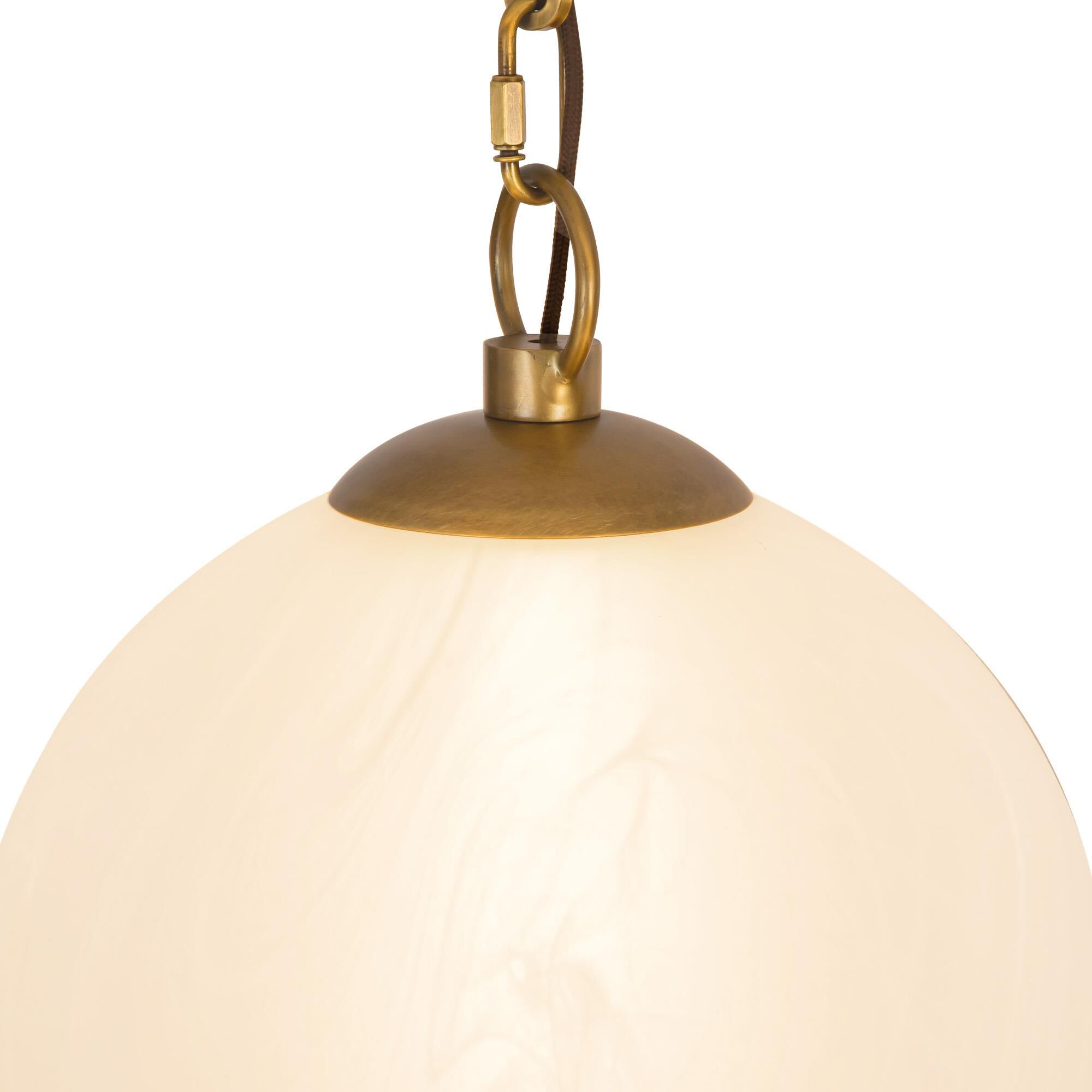 Shown in Vintage Brass finish and Cloud glass