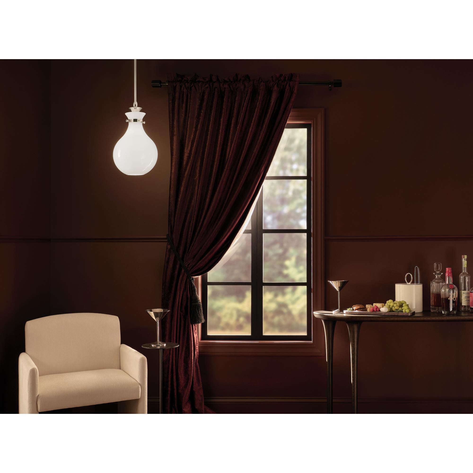 Shown in Polished Nickel finish and Opal glass