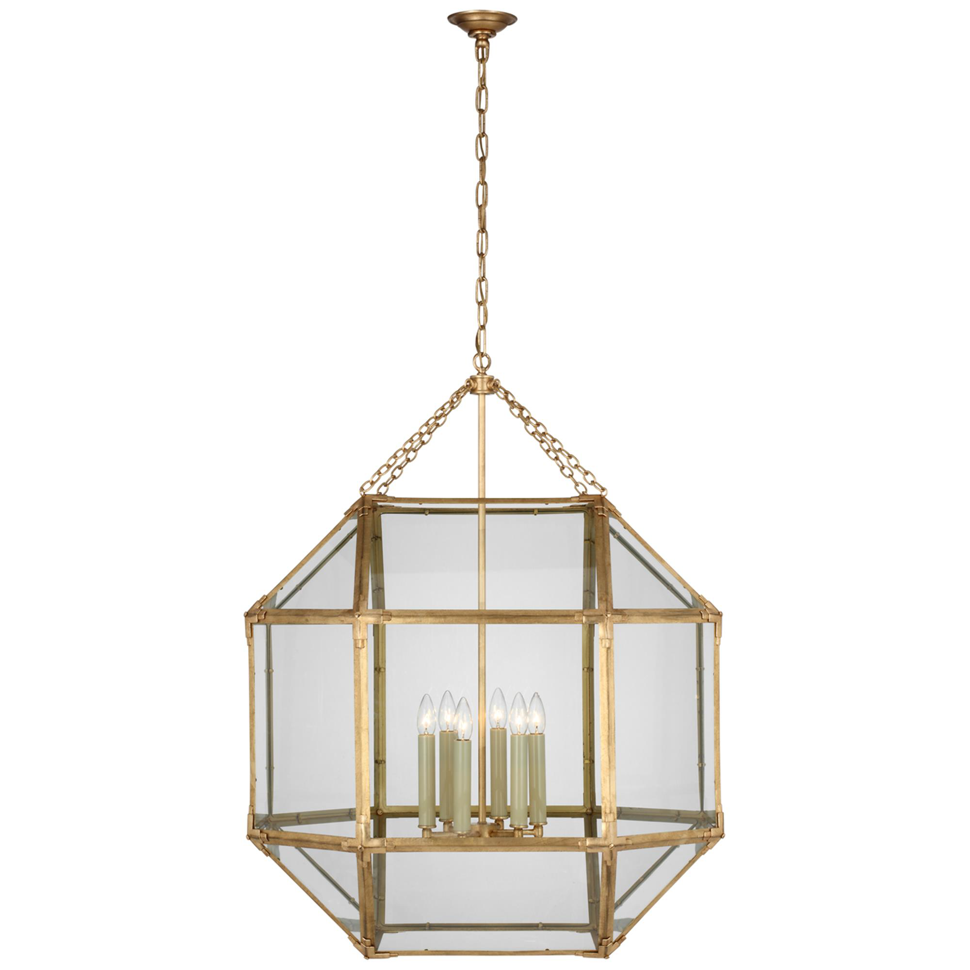 Shown in Gilded Iron finish and Clear Glass shade