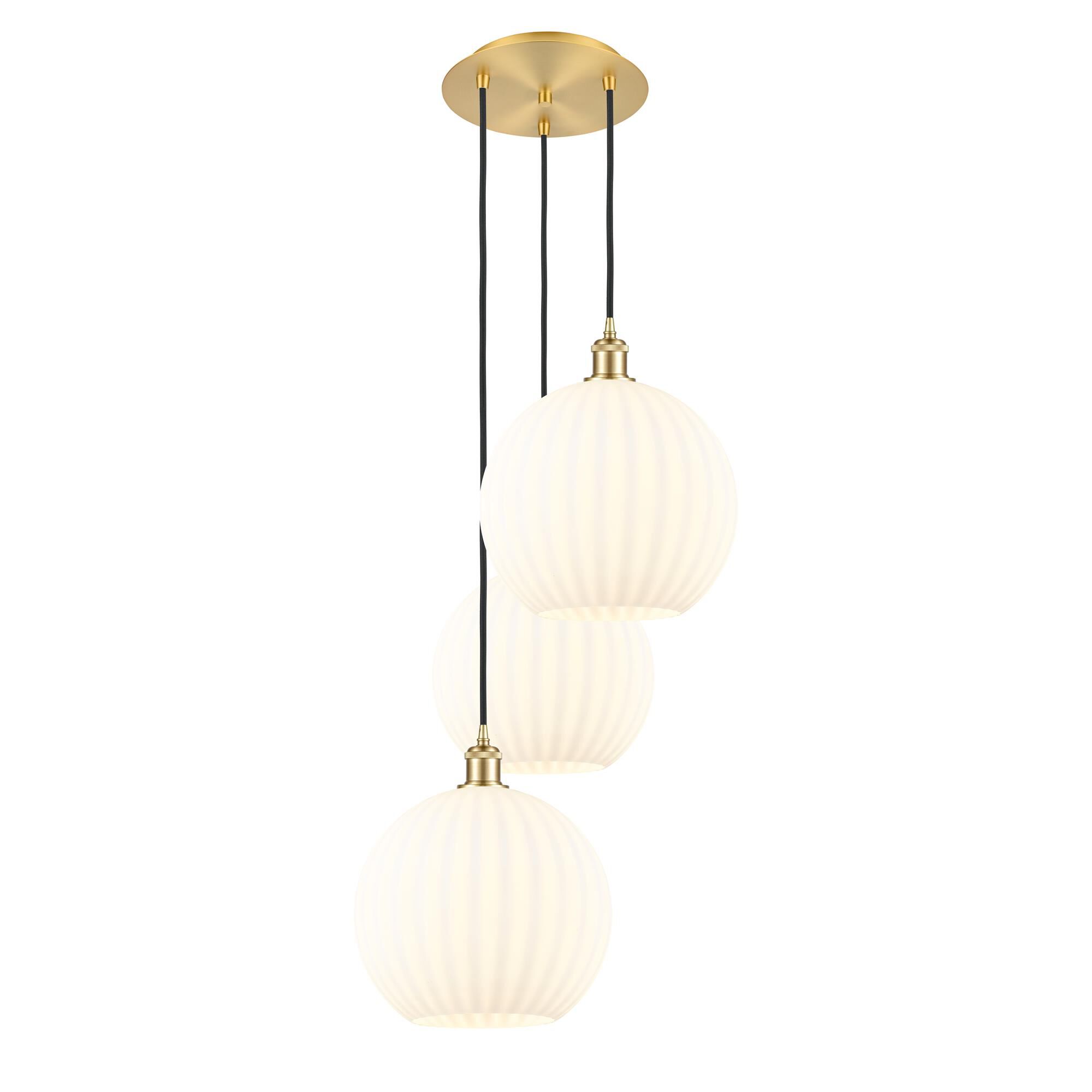Shown in Satin Gold finish and White Venetian glass