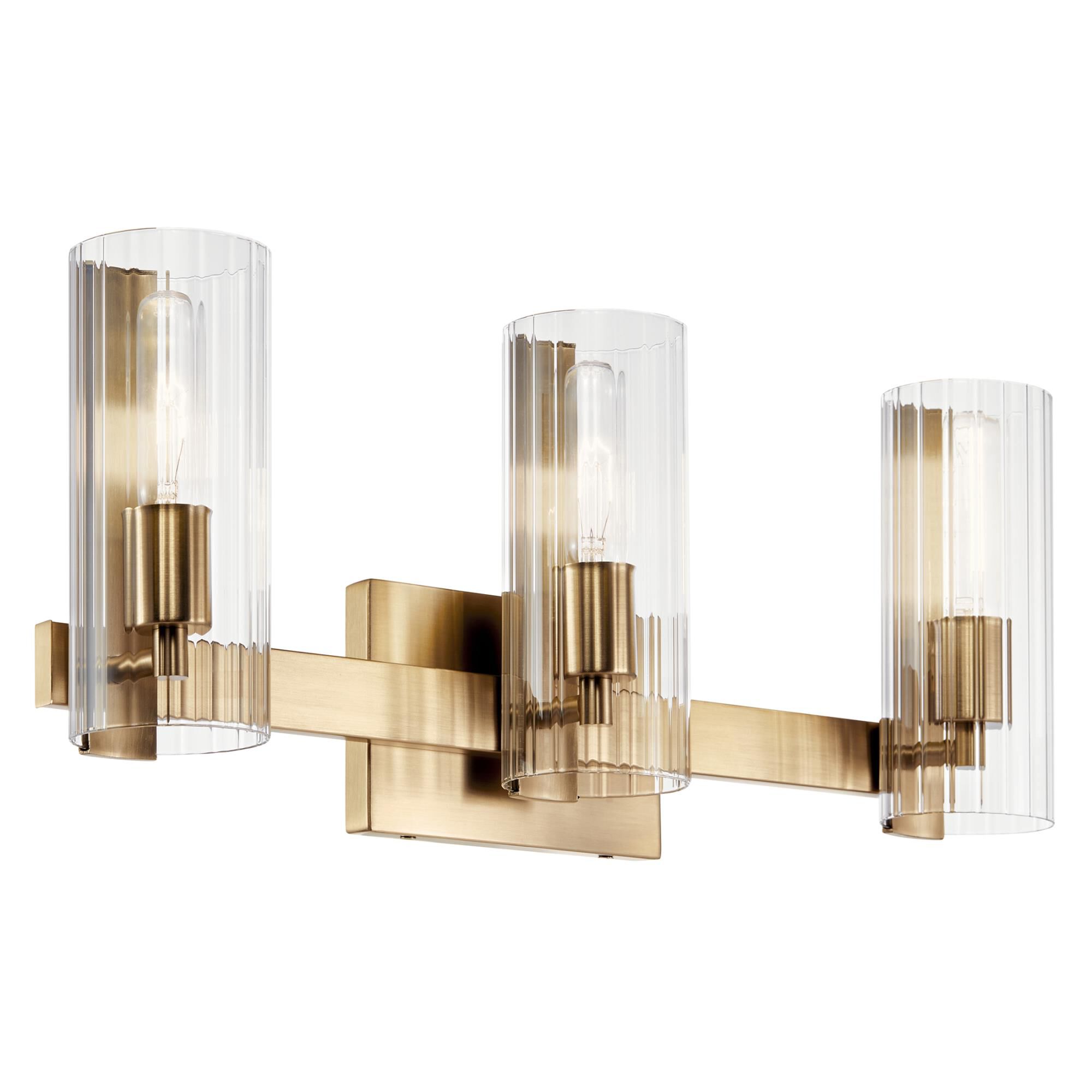 Shown in Champagne Bronze finish and Clear Fluted glass
