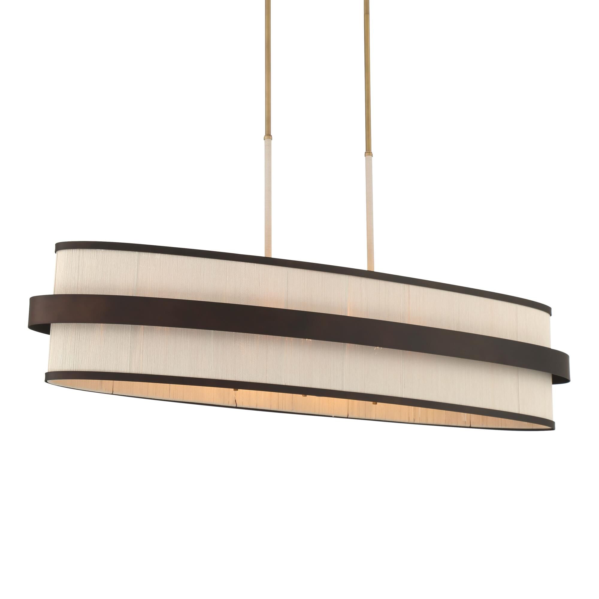 Shown in Legacy Brass (Painted) & Dark finish and Tan glass and Pure Cotton Thread shade