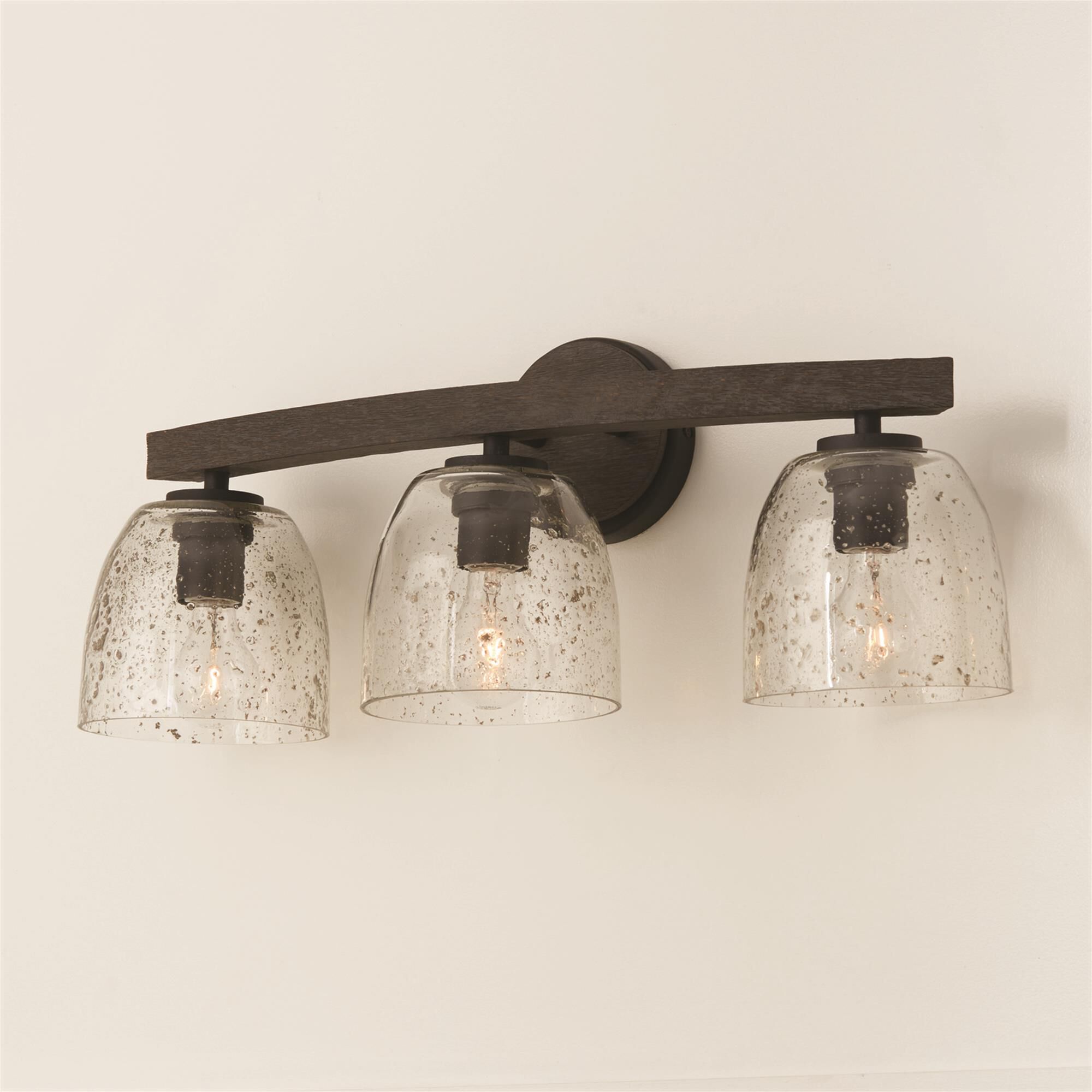 Shown in Carbon Grey and Black Iron finish and Stone Seeded glass