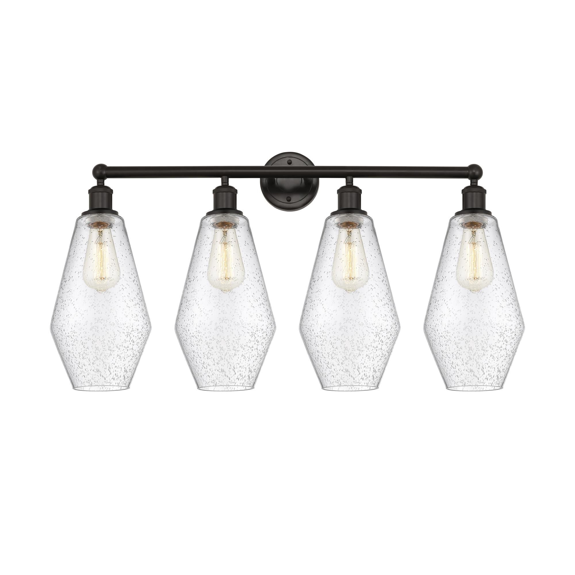 Shown in Oil Rubbed Bronze finish and Seedy glass