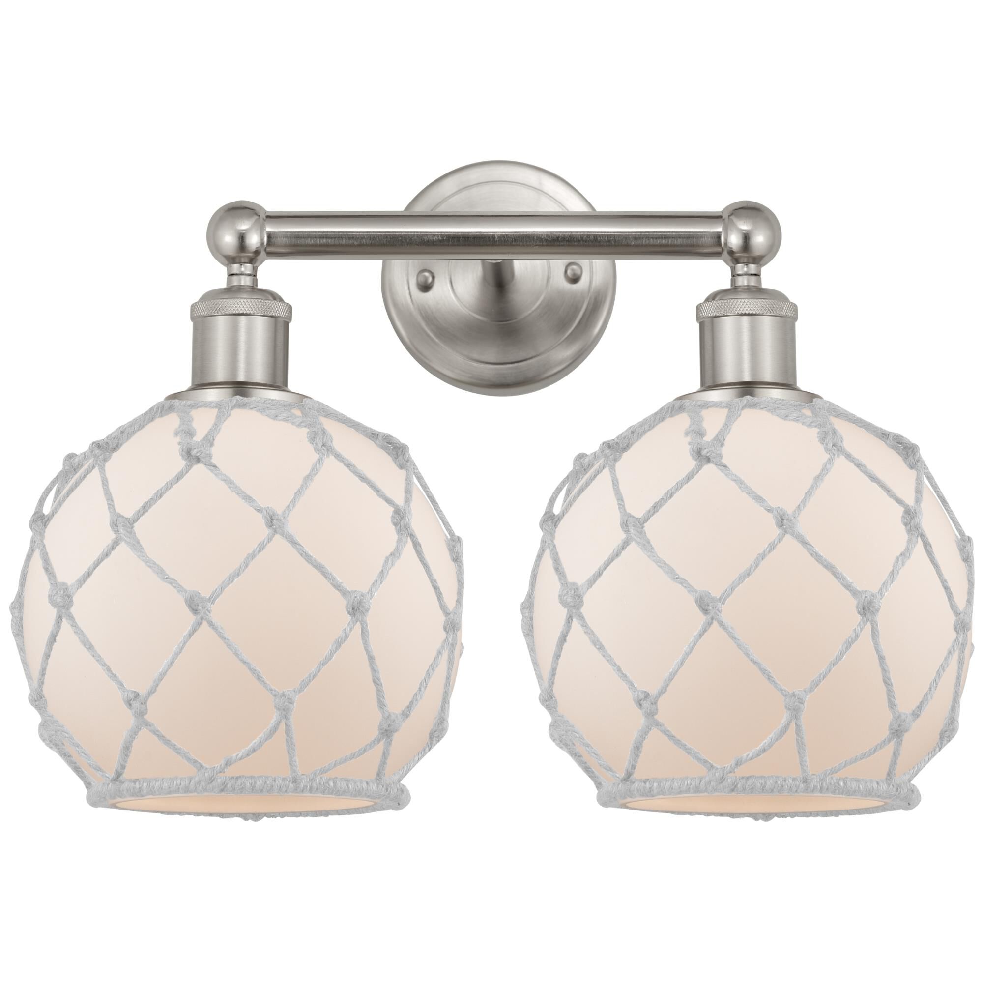 Shown in Brushed Satin Nickel finish and White with White Rope glass