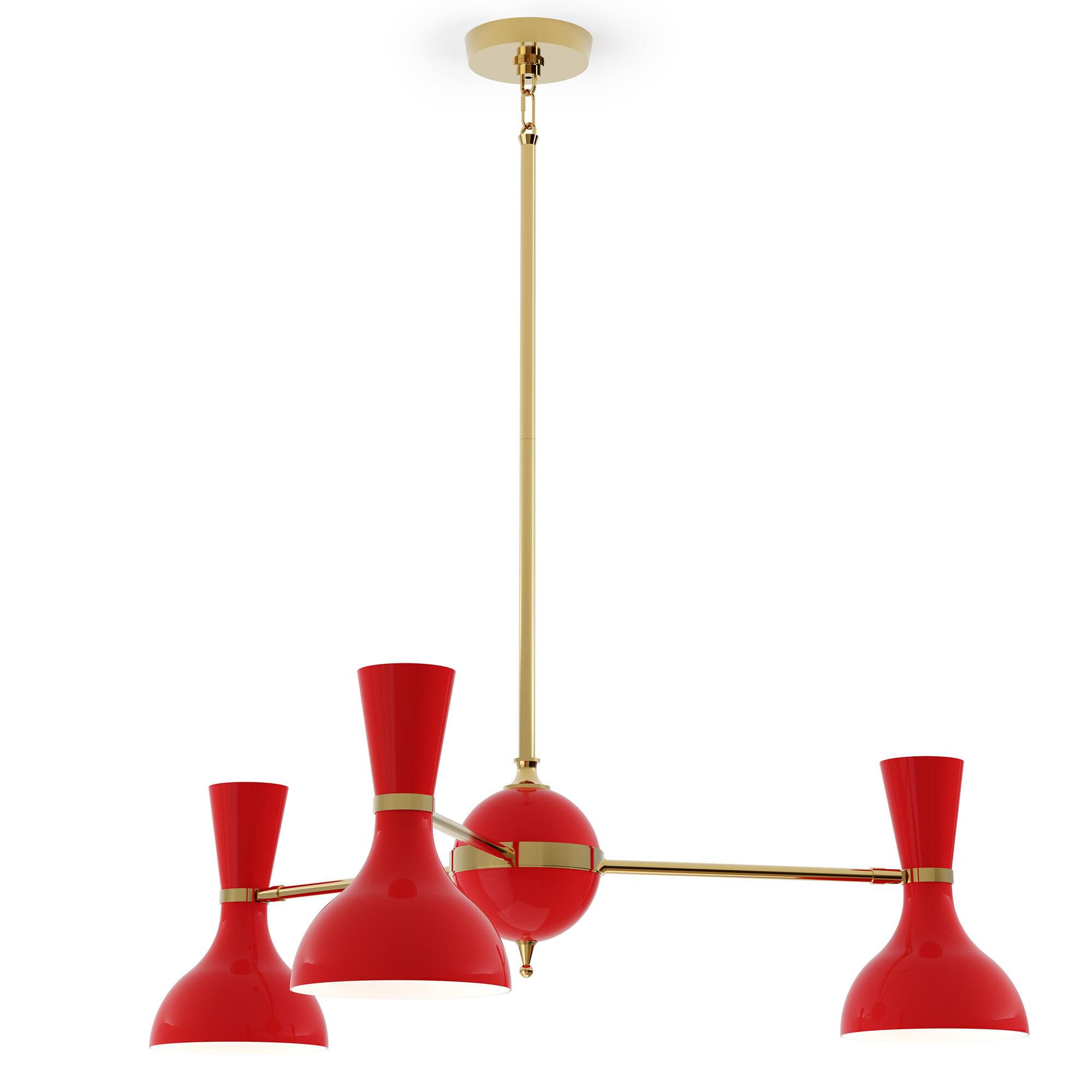 Shown in Modern Brass finish and Ruby Red shade