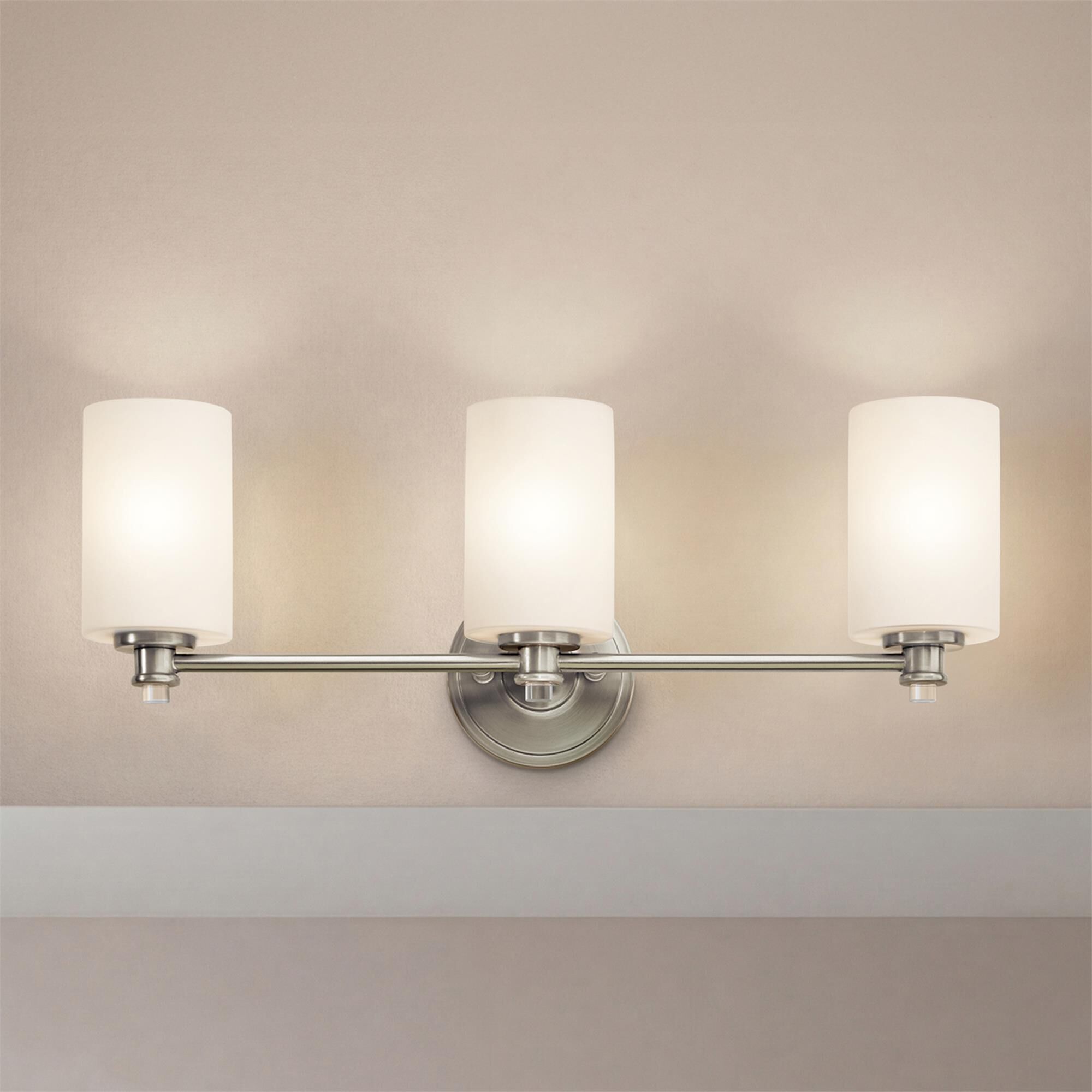 Shown in Brushed Nickel finish and Satin Etched Cased Opal glass