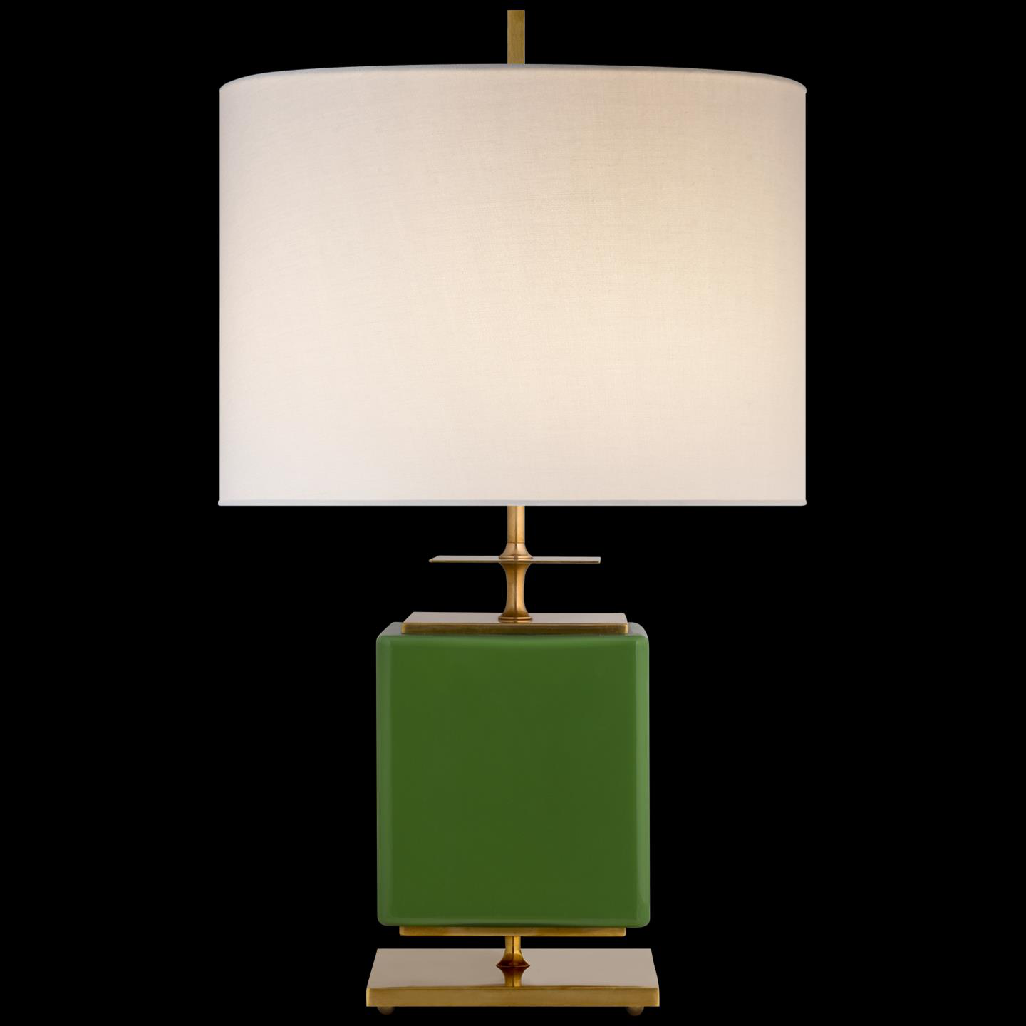 Shown in Green finish and Cream Linen shade