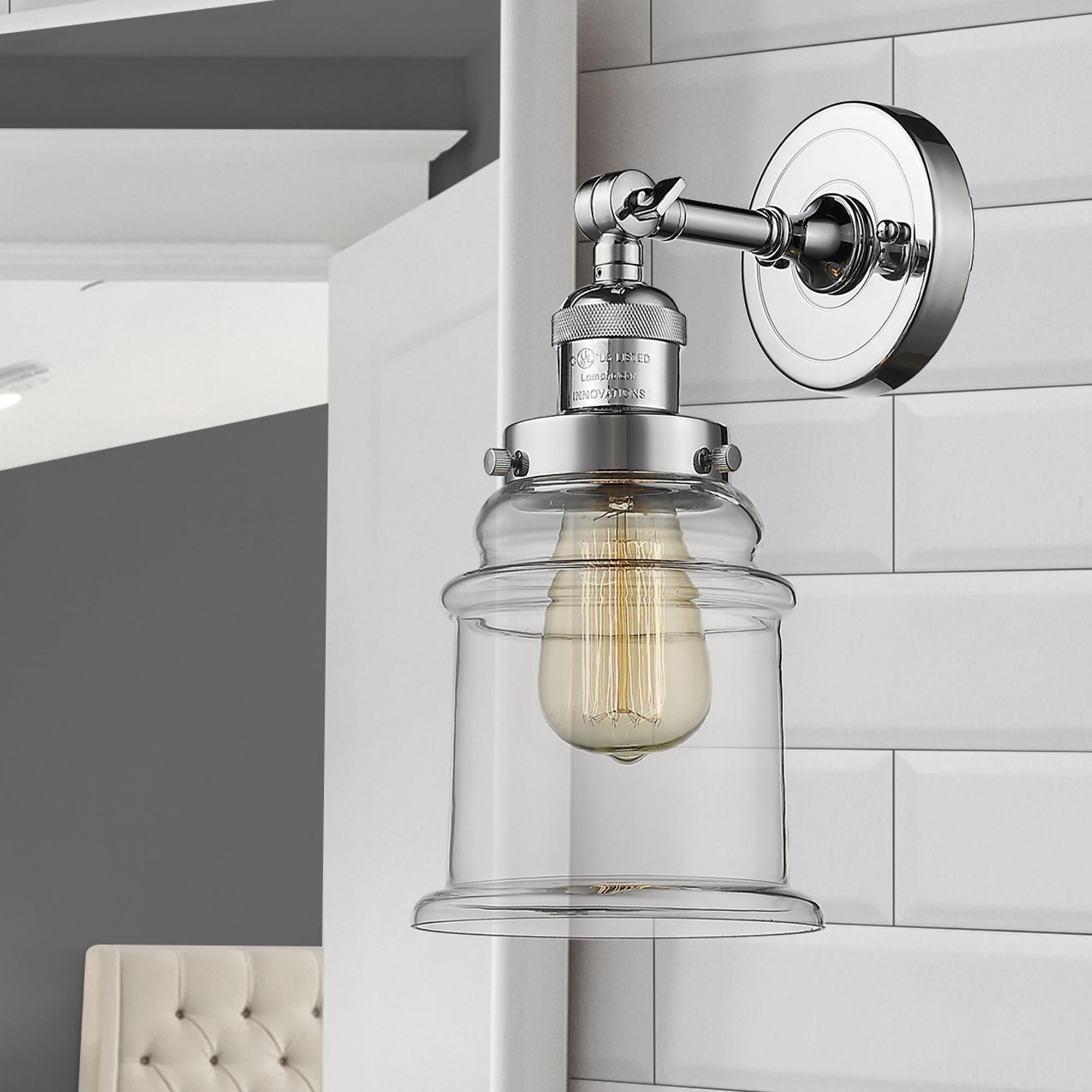 Shown in Polished Chrome finish and Clear glass