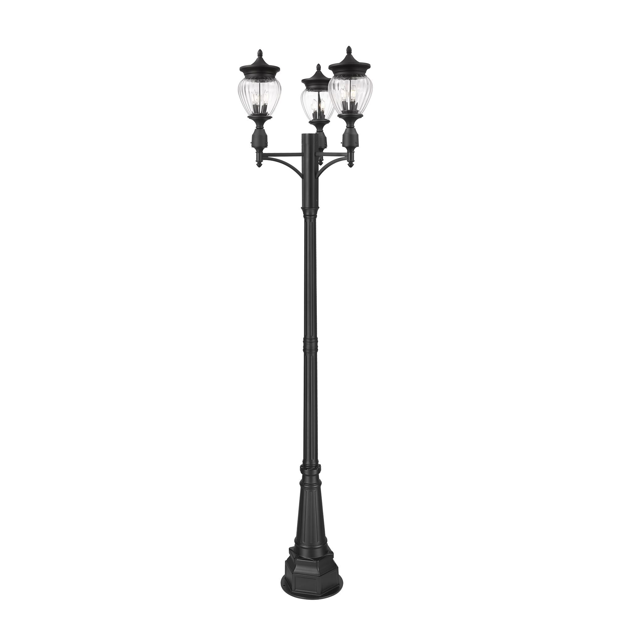 Shown in Black finish and Clear Ribbed glass and Clear Ribbed shade