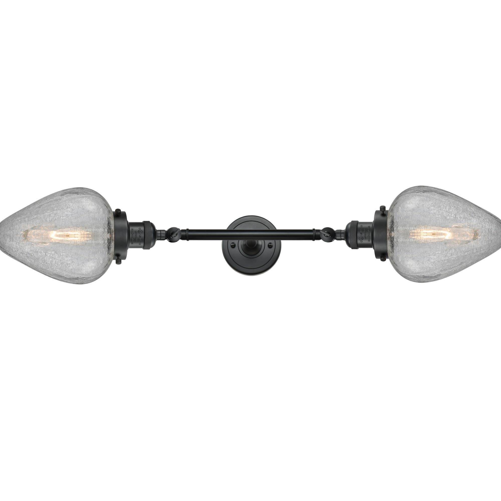 Shown in Matte Black finish and Clear Crackle glass