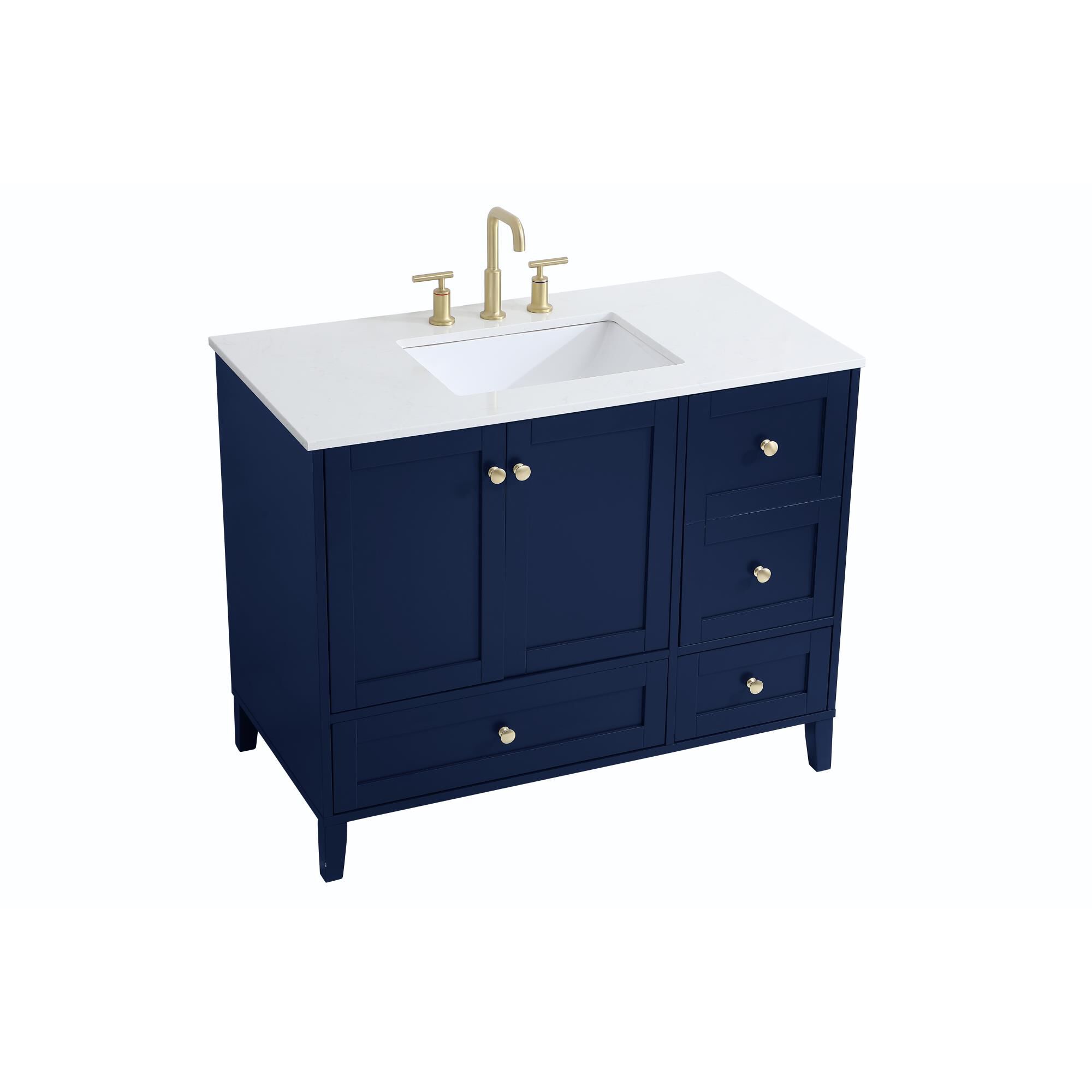 Shown in Blue And Gold With Calacatta Quartz finish
