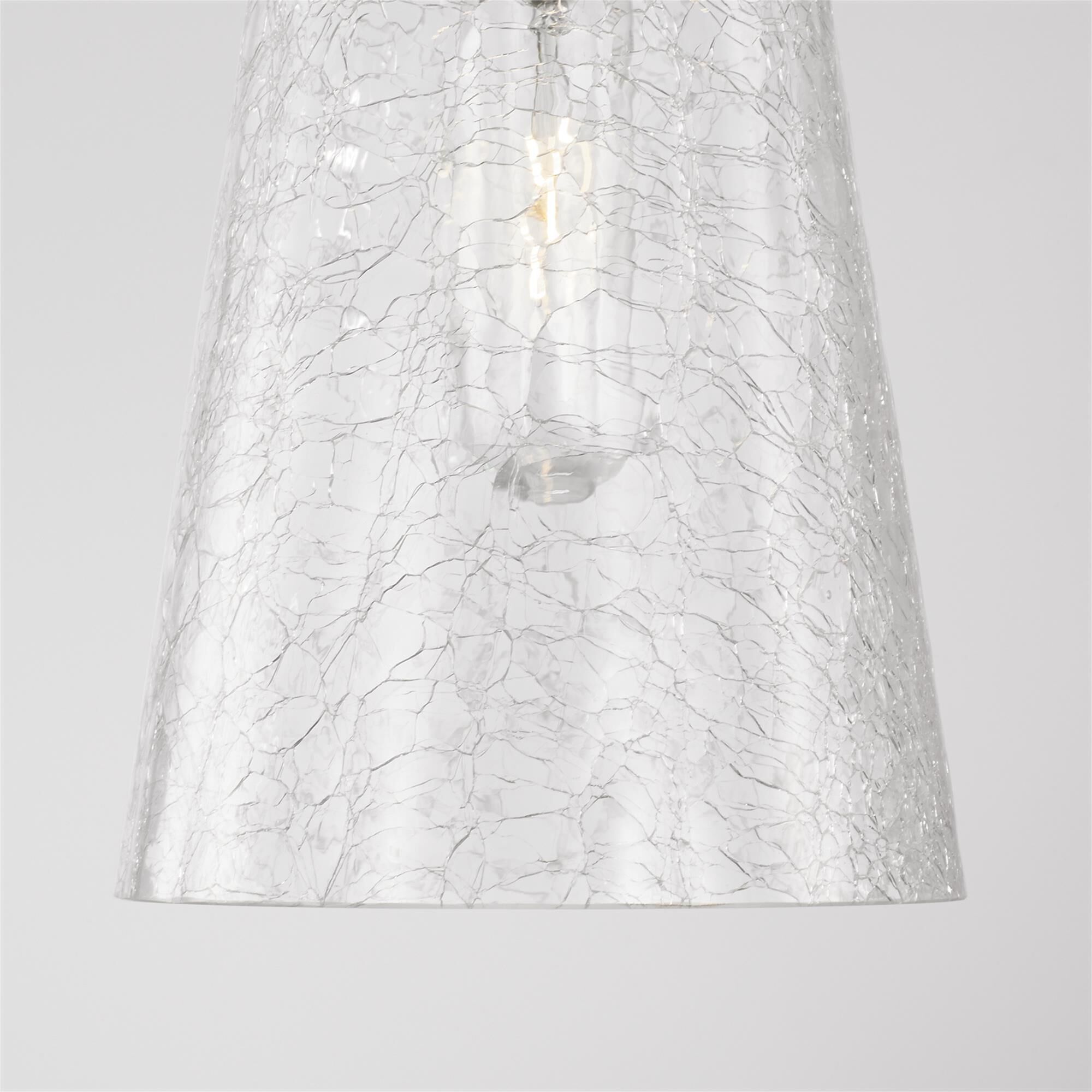 Shown in Polished Nickel finish and Clear Half-Crackle glass