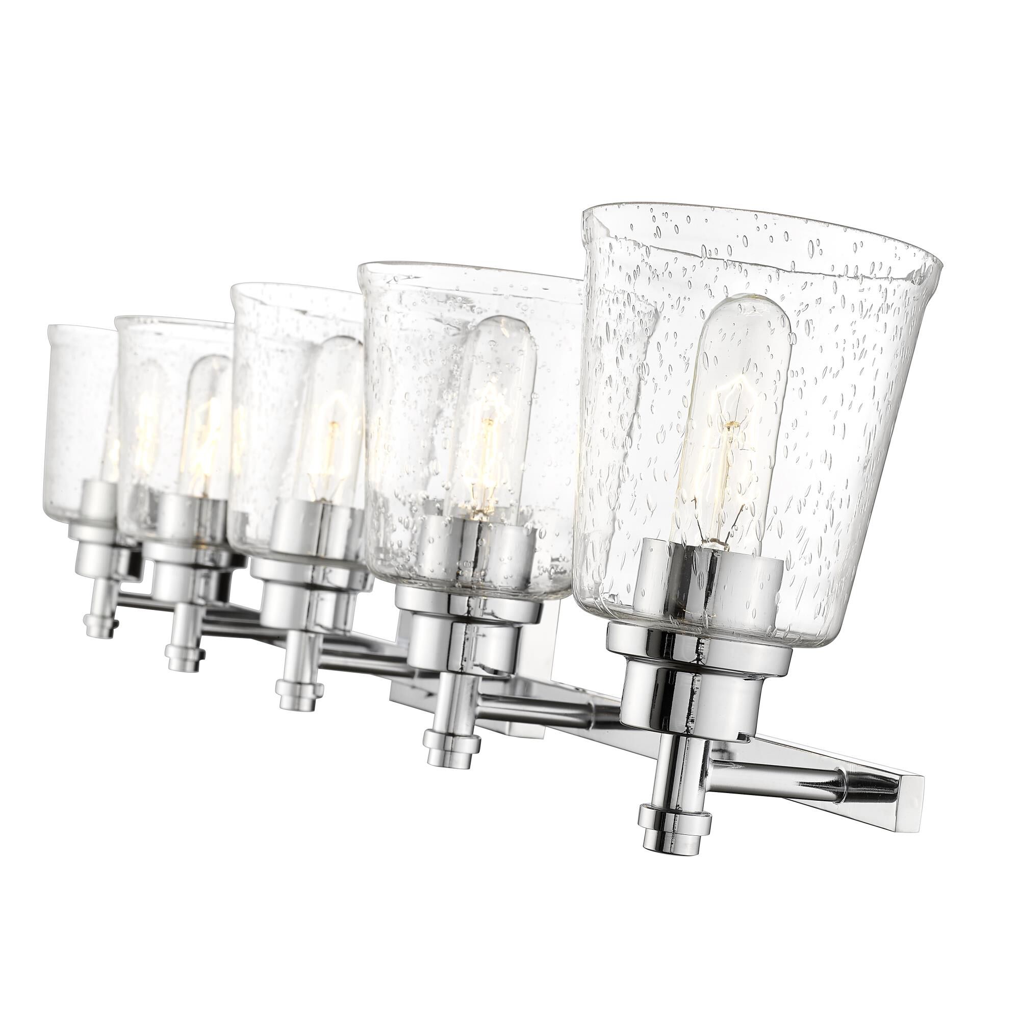 Shown in Chrome finish and Glass shade