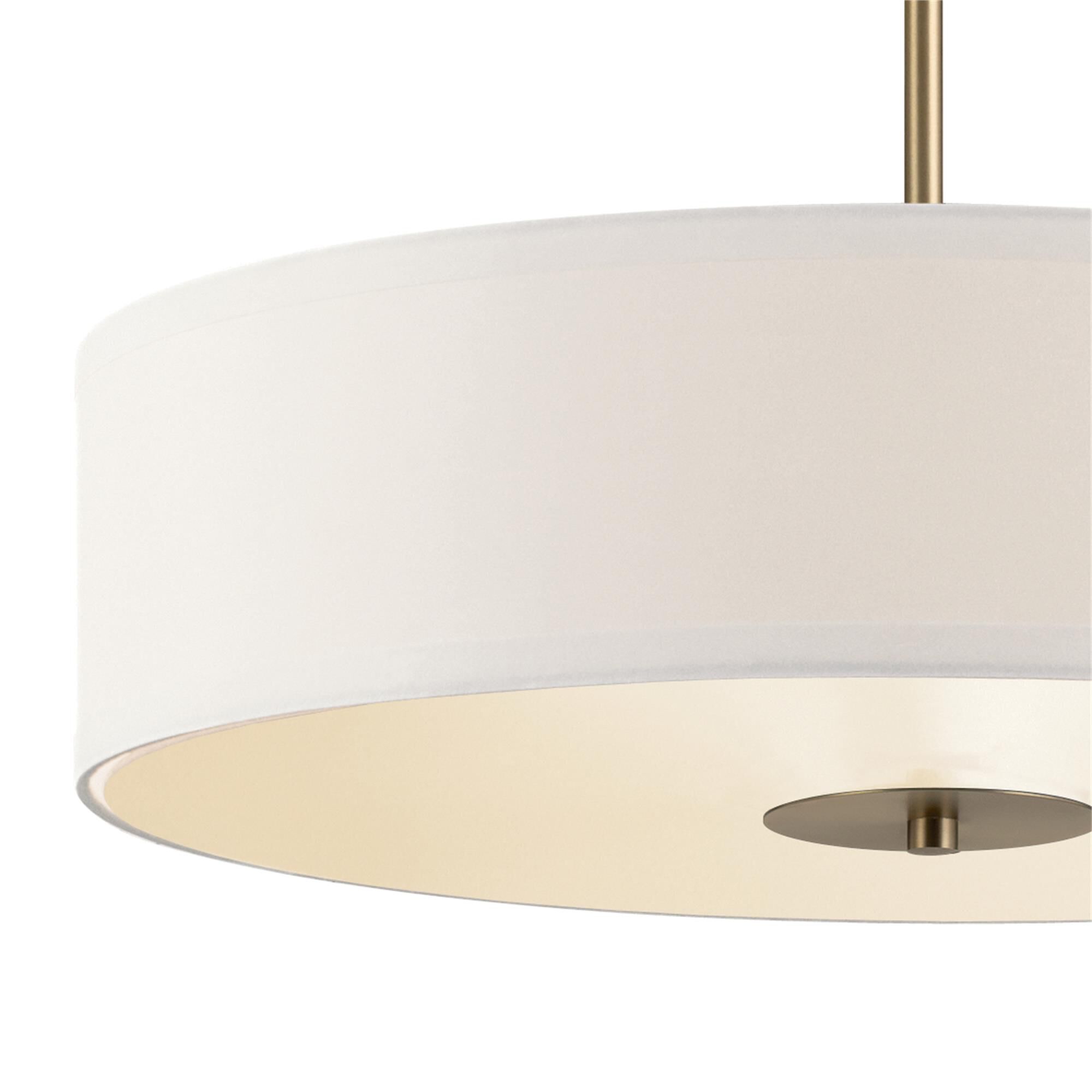 Shown in Classic Bronze finish and Satin Etched glass and White Microfiber shade
