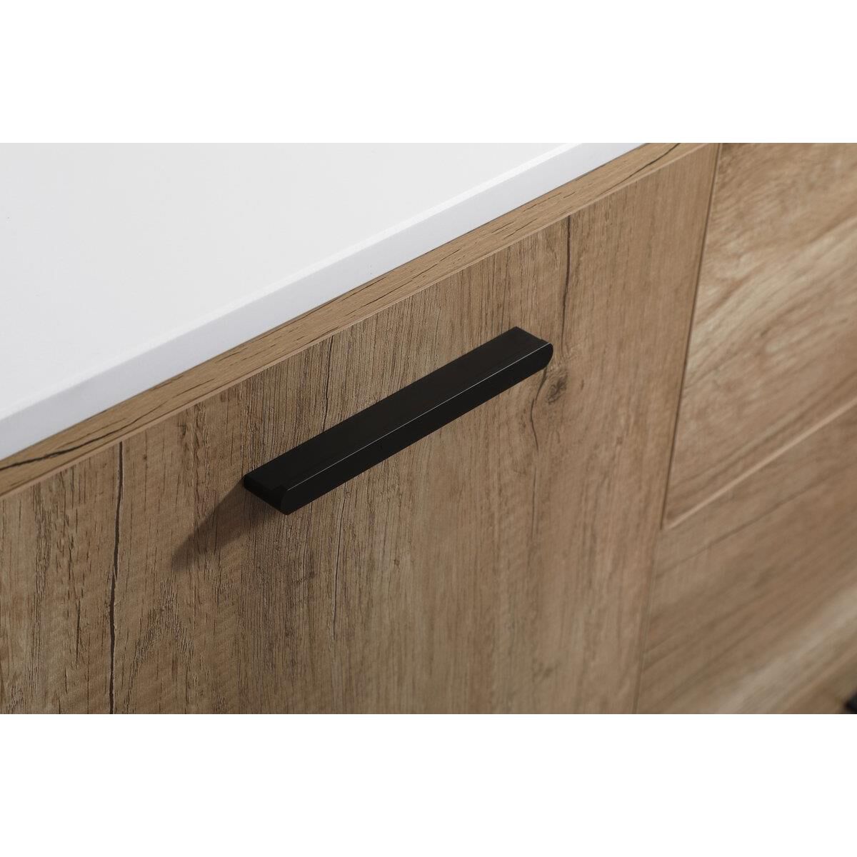 Shown in Natural Oak finish and With Backsplash accent