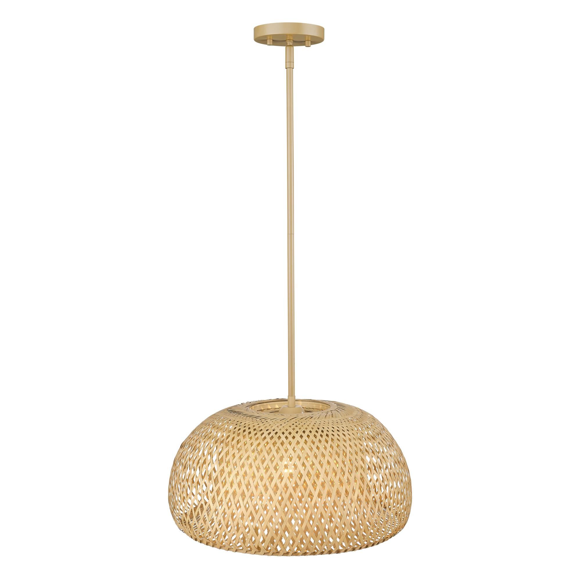 Shown in Tan Metal With Natural Bamboo finish and Natural Bamboo shade