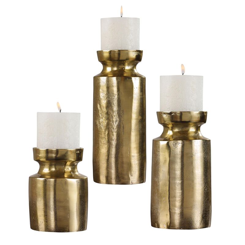 Uttermost Amina Antique Brass Candleholders Set/3 Candle Holder by Uttermost
