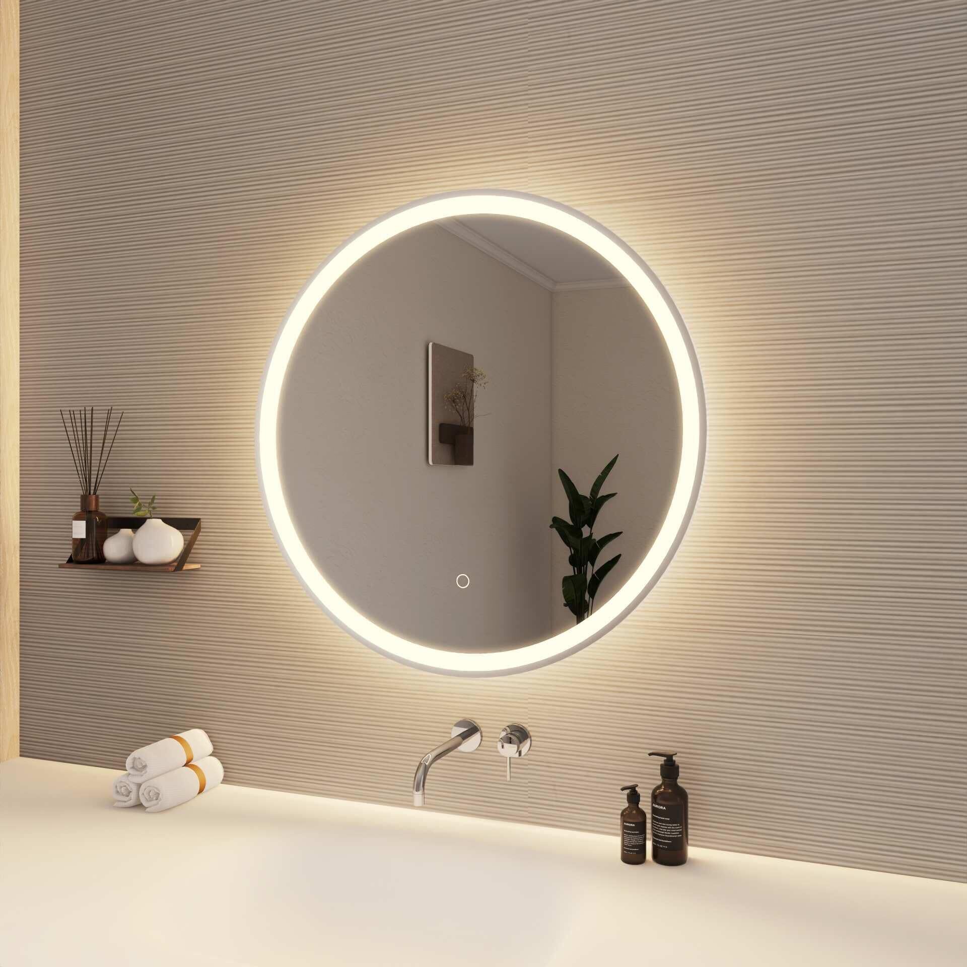 Harmoni 28 Inch Round LED Lighted Mirror by Elegant Decor