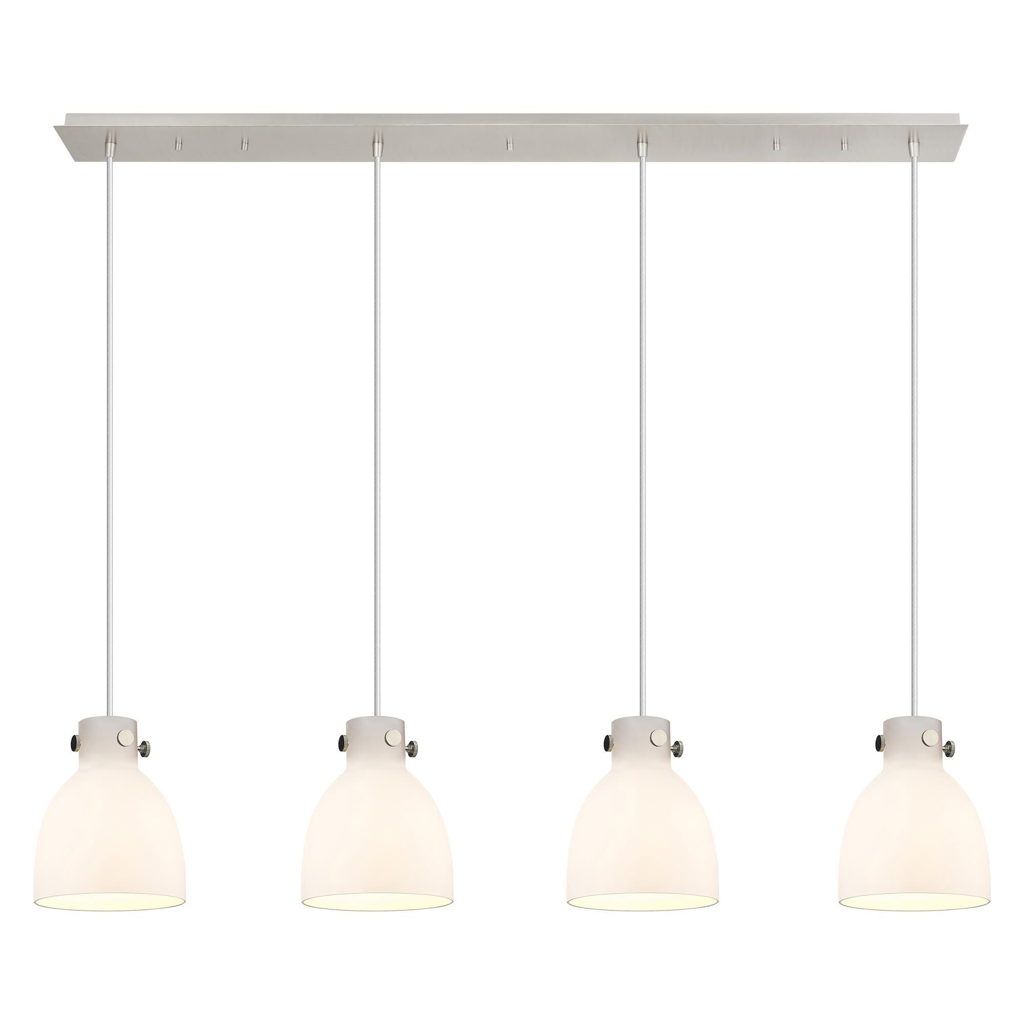 Shown in Polished Nickel finish and White glass and White Glass shade