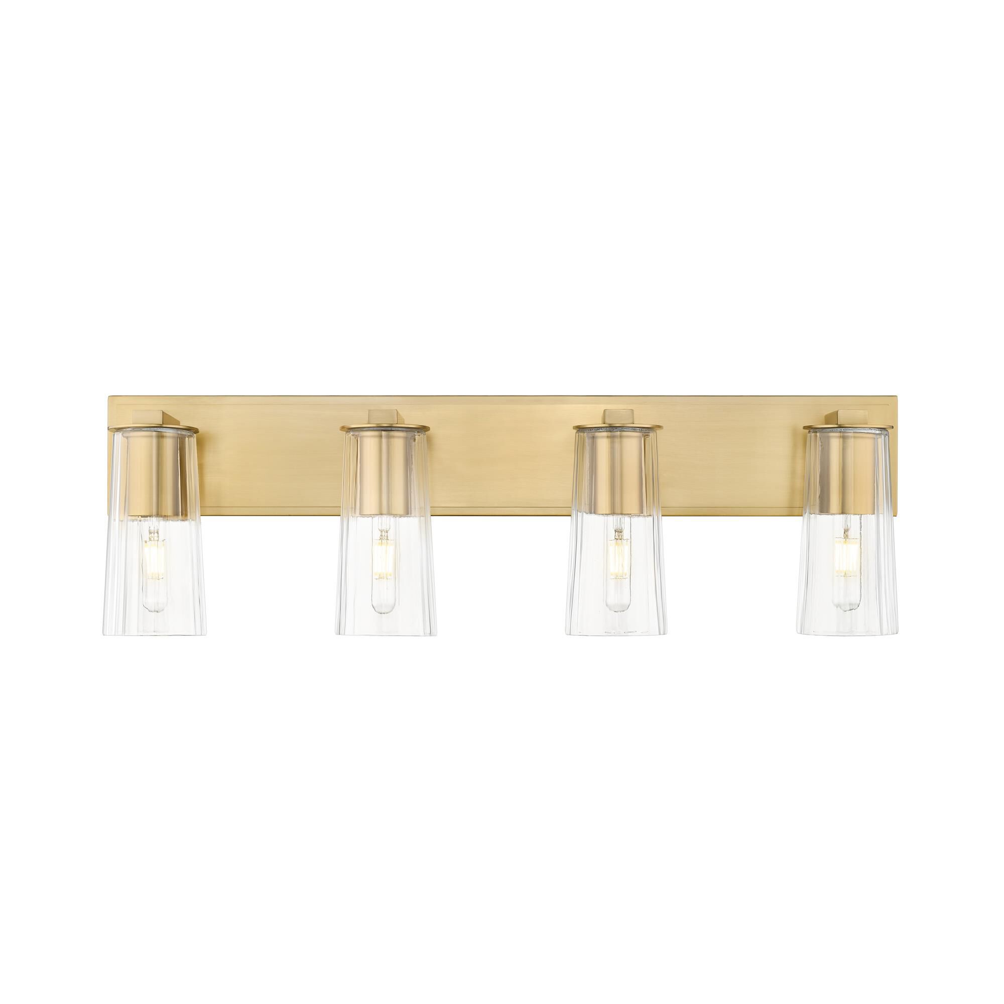 Shown in Modern Gold finish and Clear glass and Clear shade