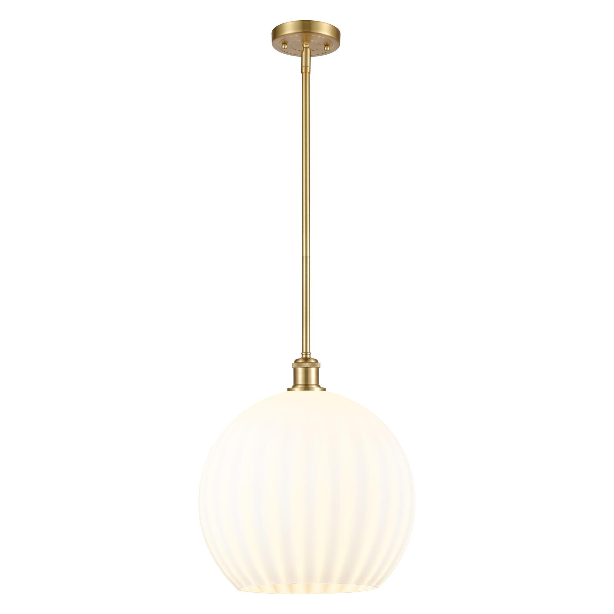 Shown in Satin Gold finish and White Venetian glass
