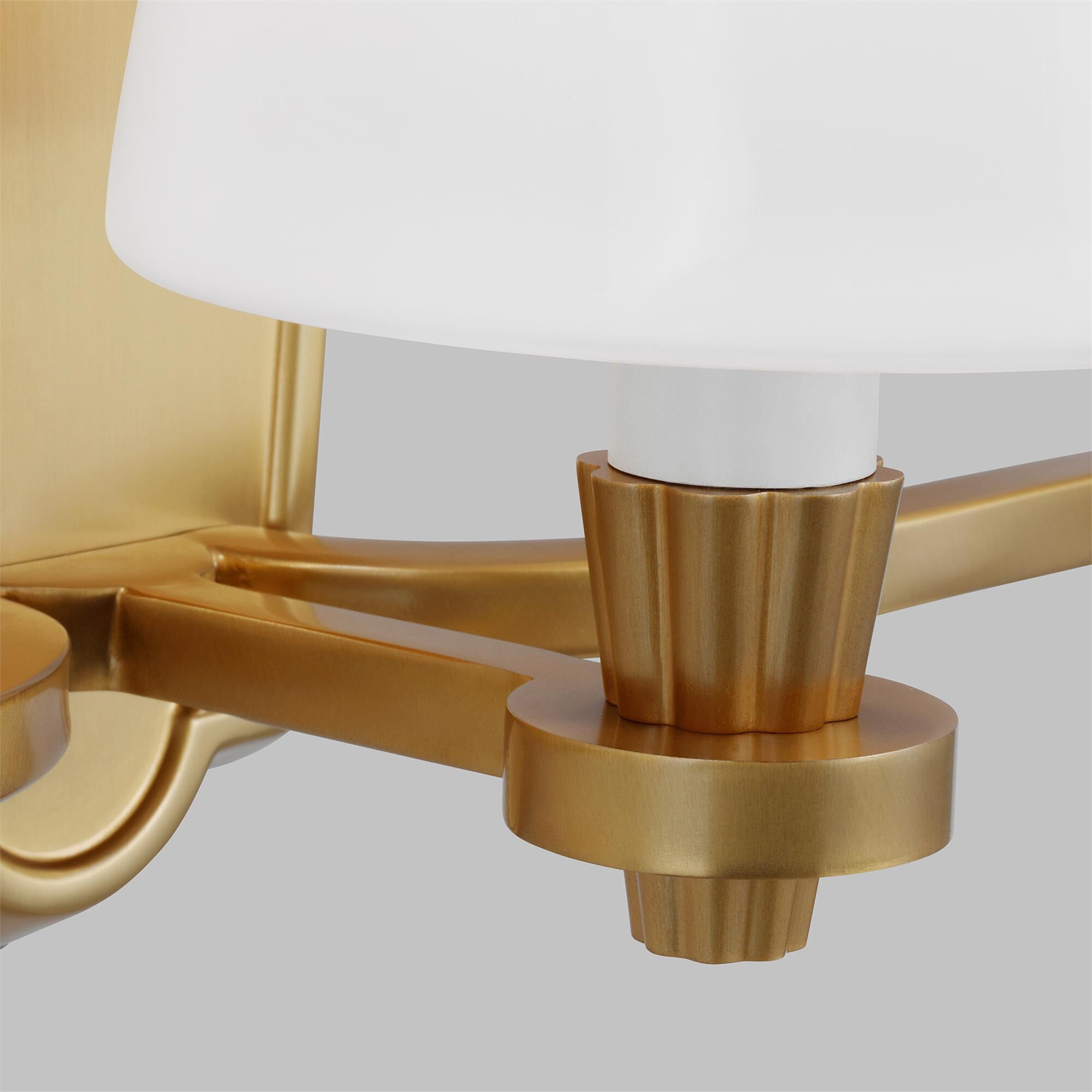 Shown in Burnished Brass finish and Milk White Glass s shade
