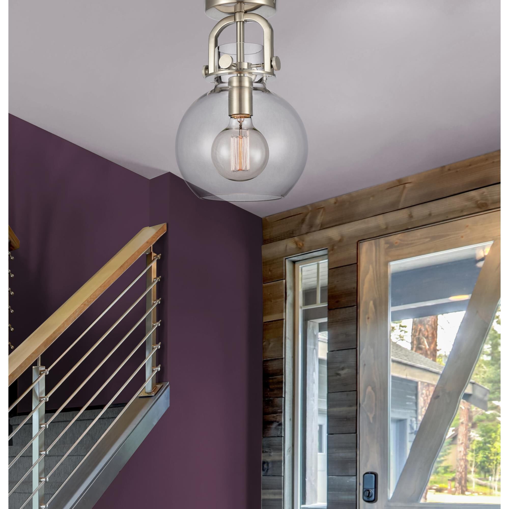 Shown in Brushed Satin Nickel finish and Bulb Tint: Amber accent