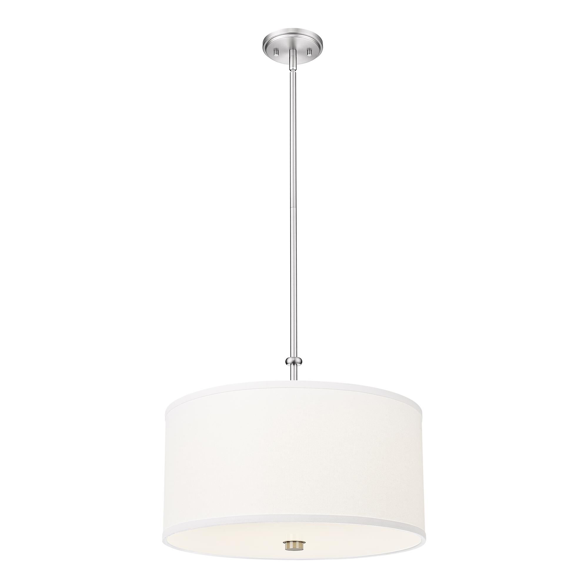 Shown in Brushed Nickel finish and White glass