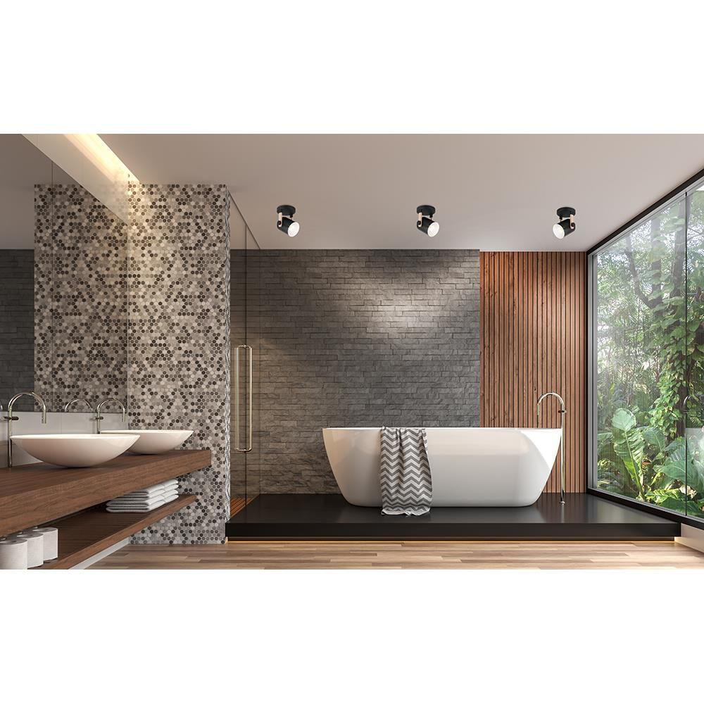 Shown in Black and Natural finish and Black Exterior, White Interior shade