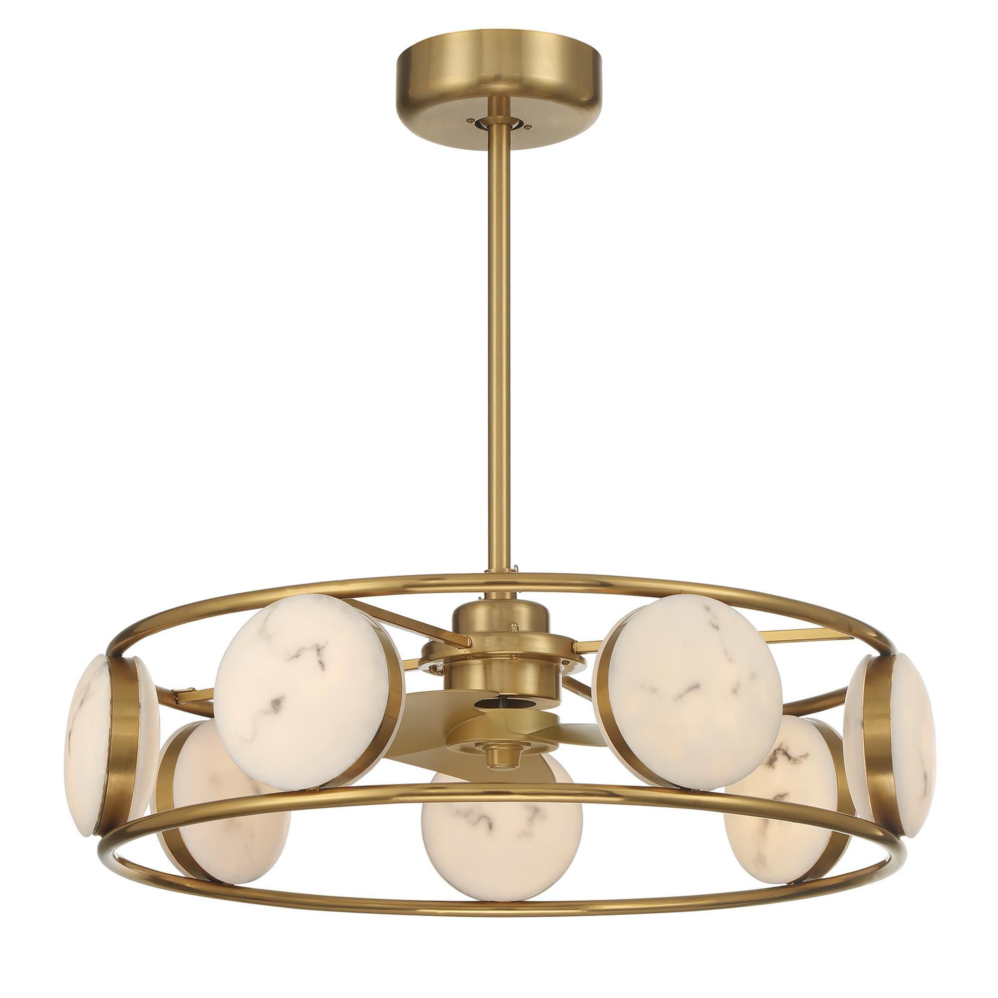 Shown in Warm Brass finish and Faux Alabaster glass