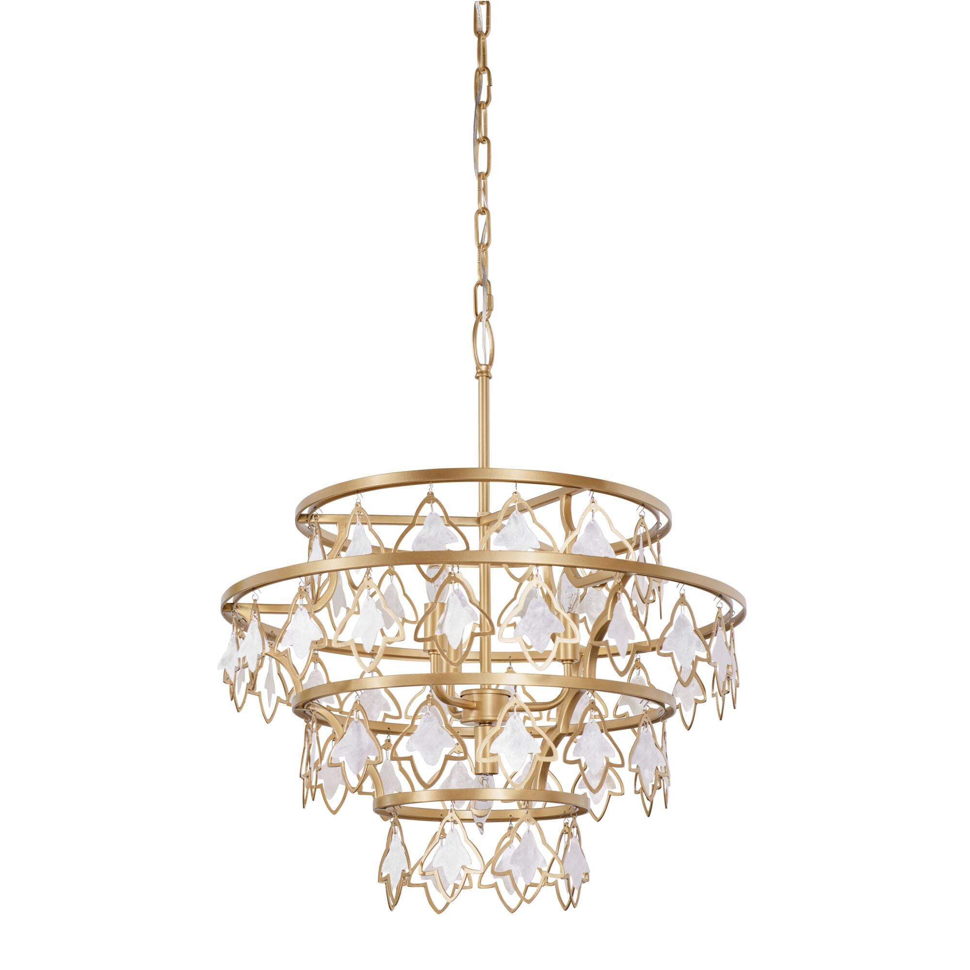 Shown in French Gold finish and White Capiz shade