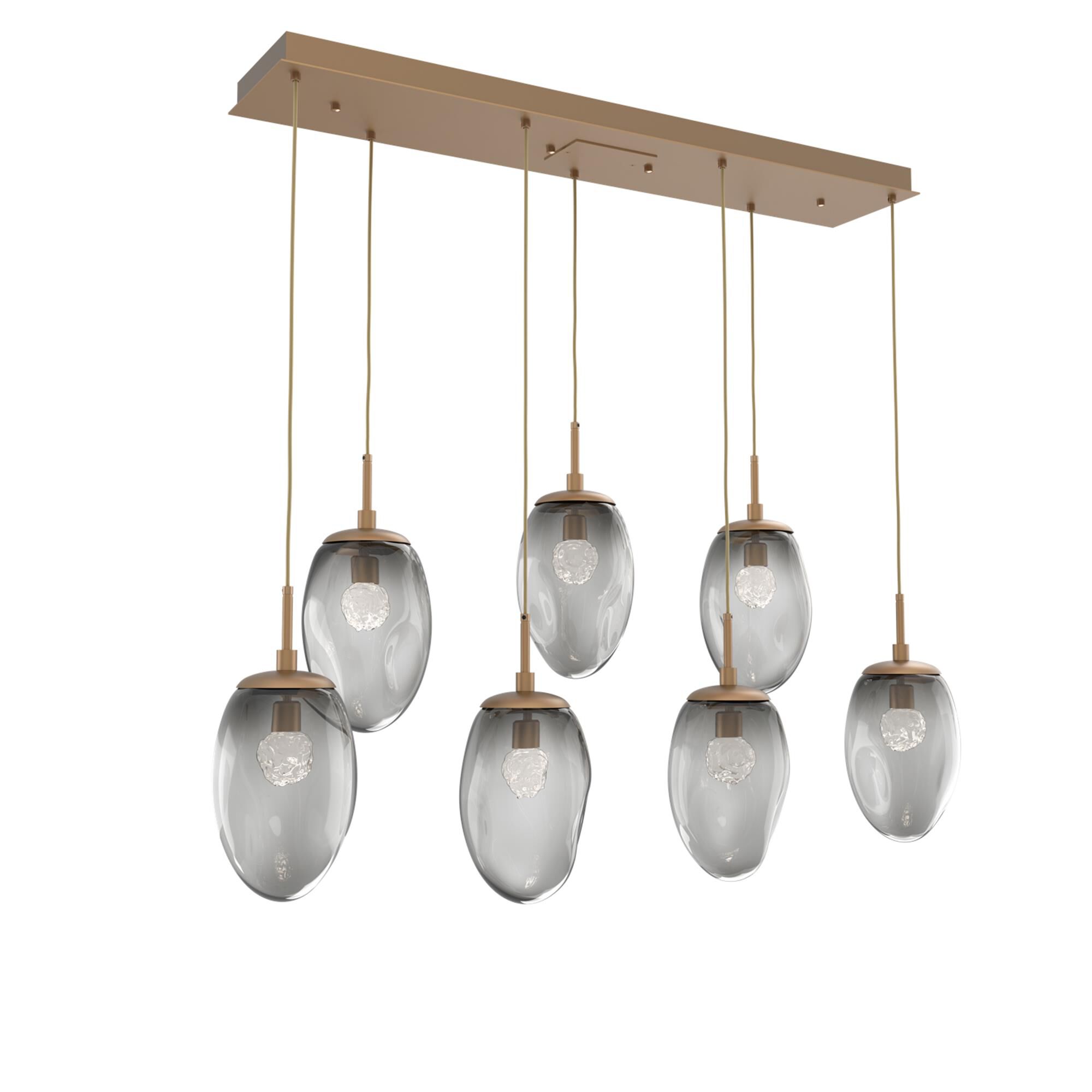 Shown in Novel Brass finish and Floret Inner And Smoke Outer glass
