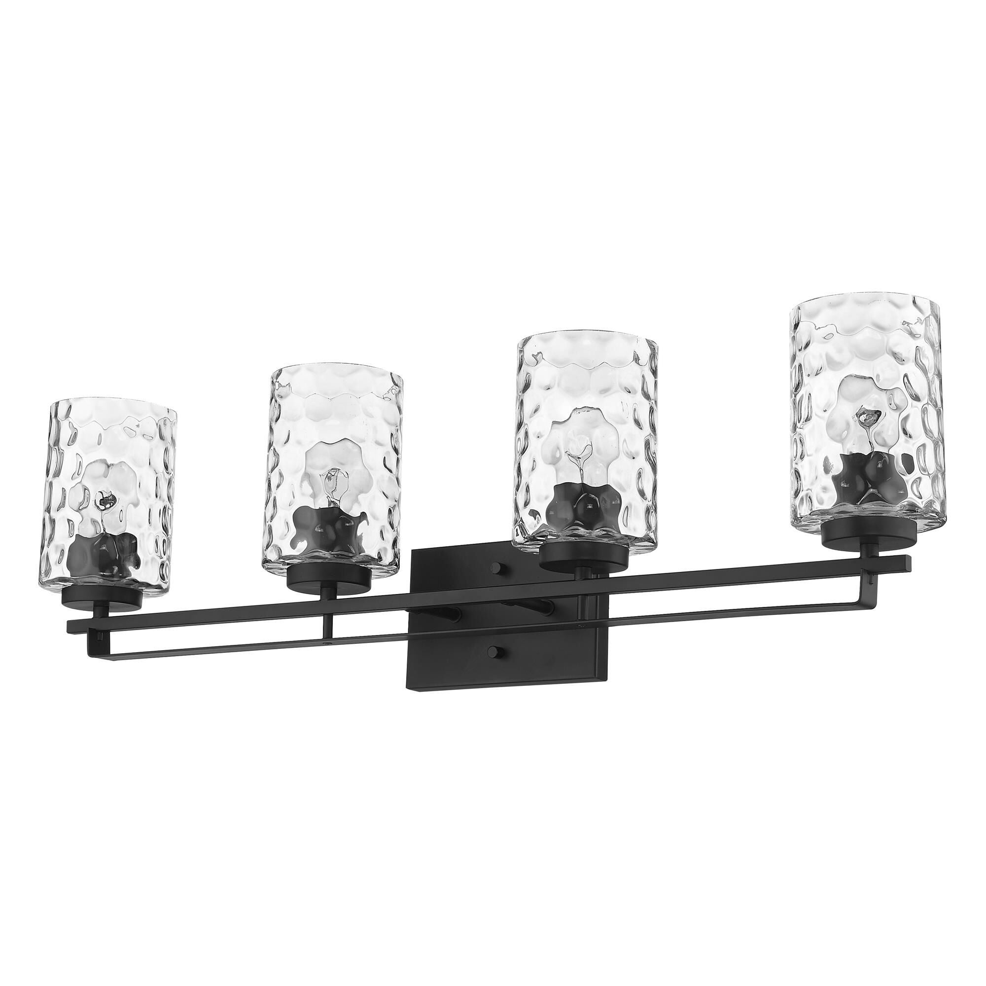 Shown in Matte Black finish and Clear glass and Clear, Optic Cylindrical Glass shade