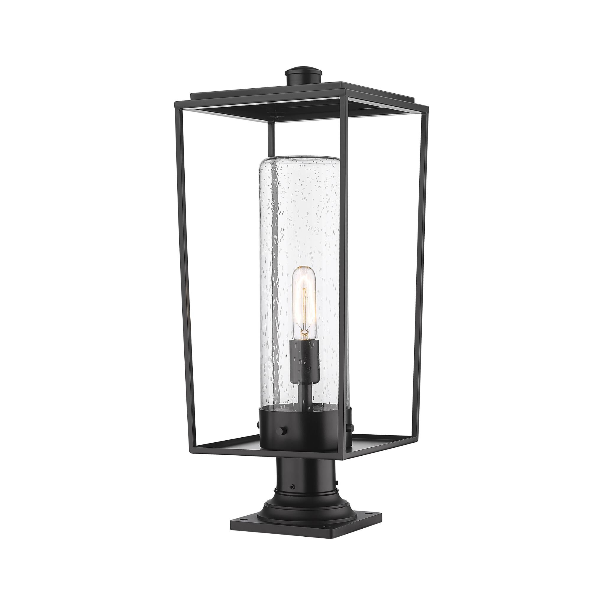 Shown in Black finish and Glass shade