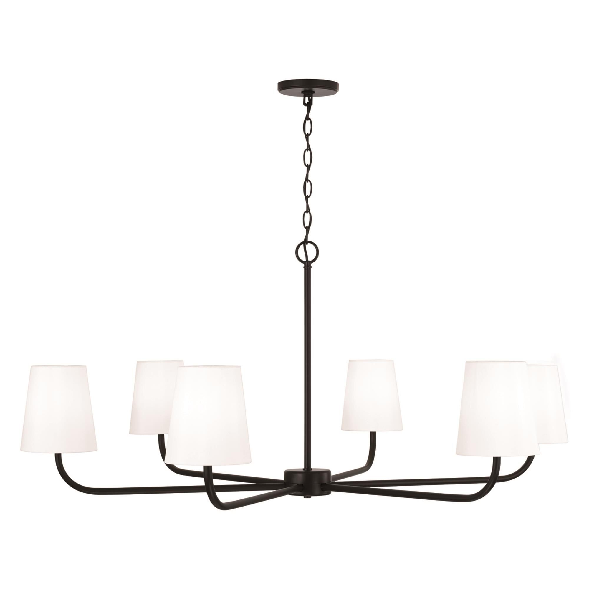 Shown in Matte Black finish and White Fabric Stay-Straight shade