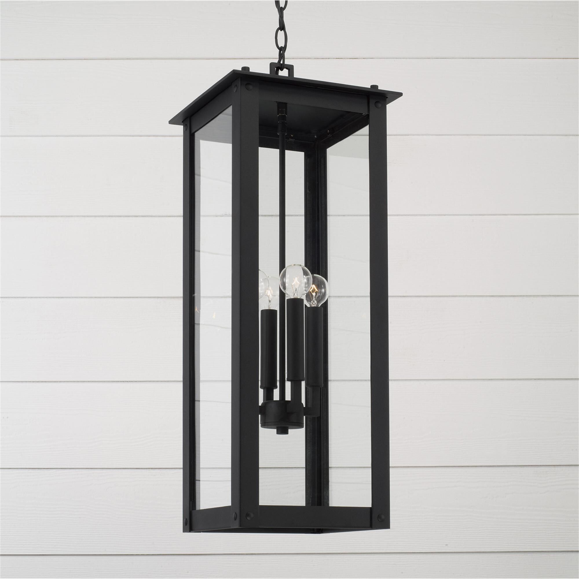 Shown in Black finish and Clear glass