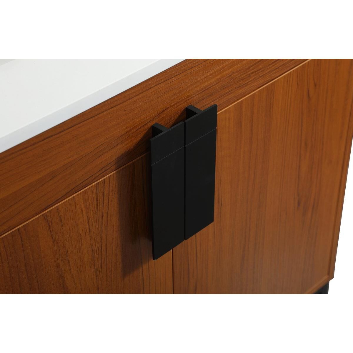 Shown in Teak finish and With Backsplash accent