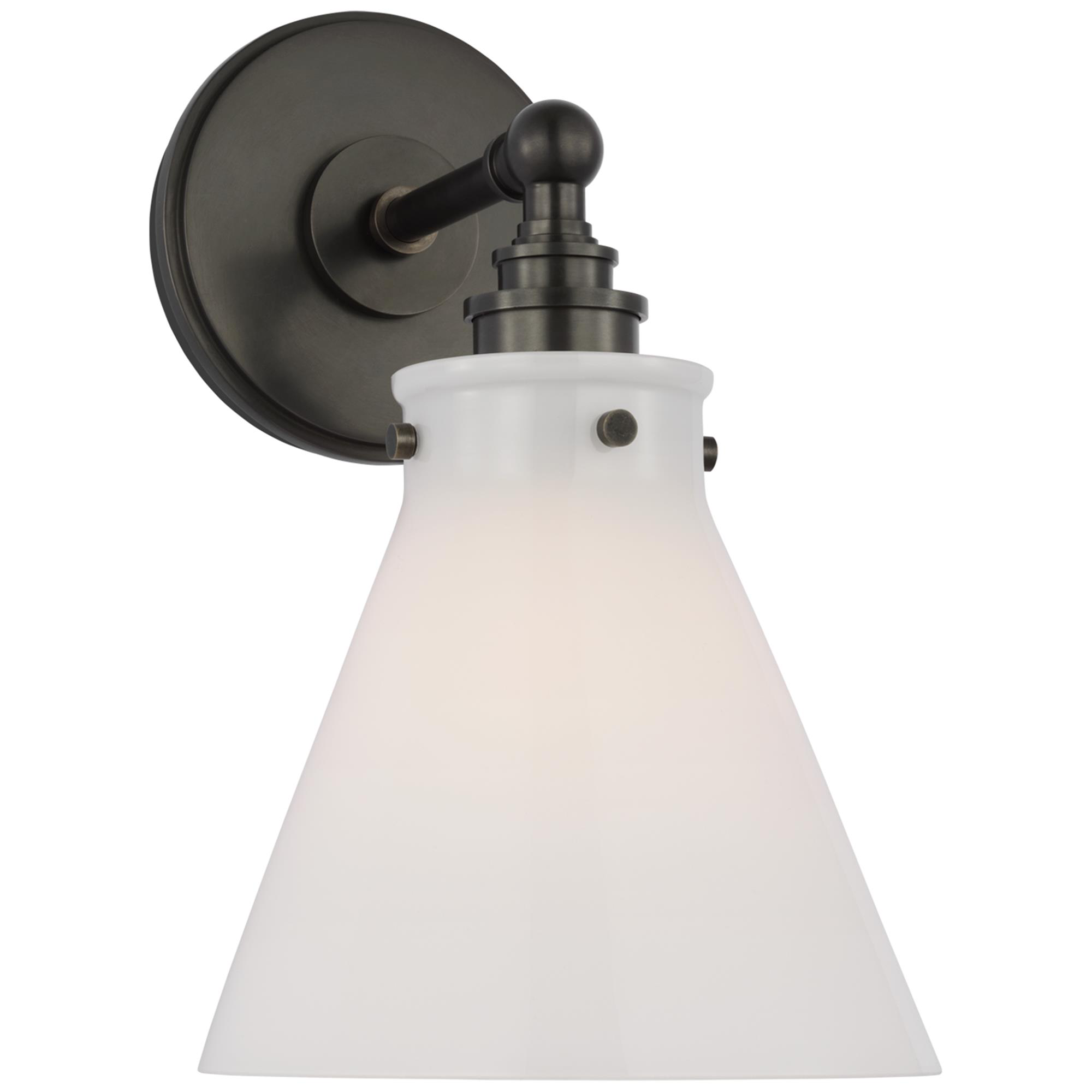 Shown in Bronze finish and White glass