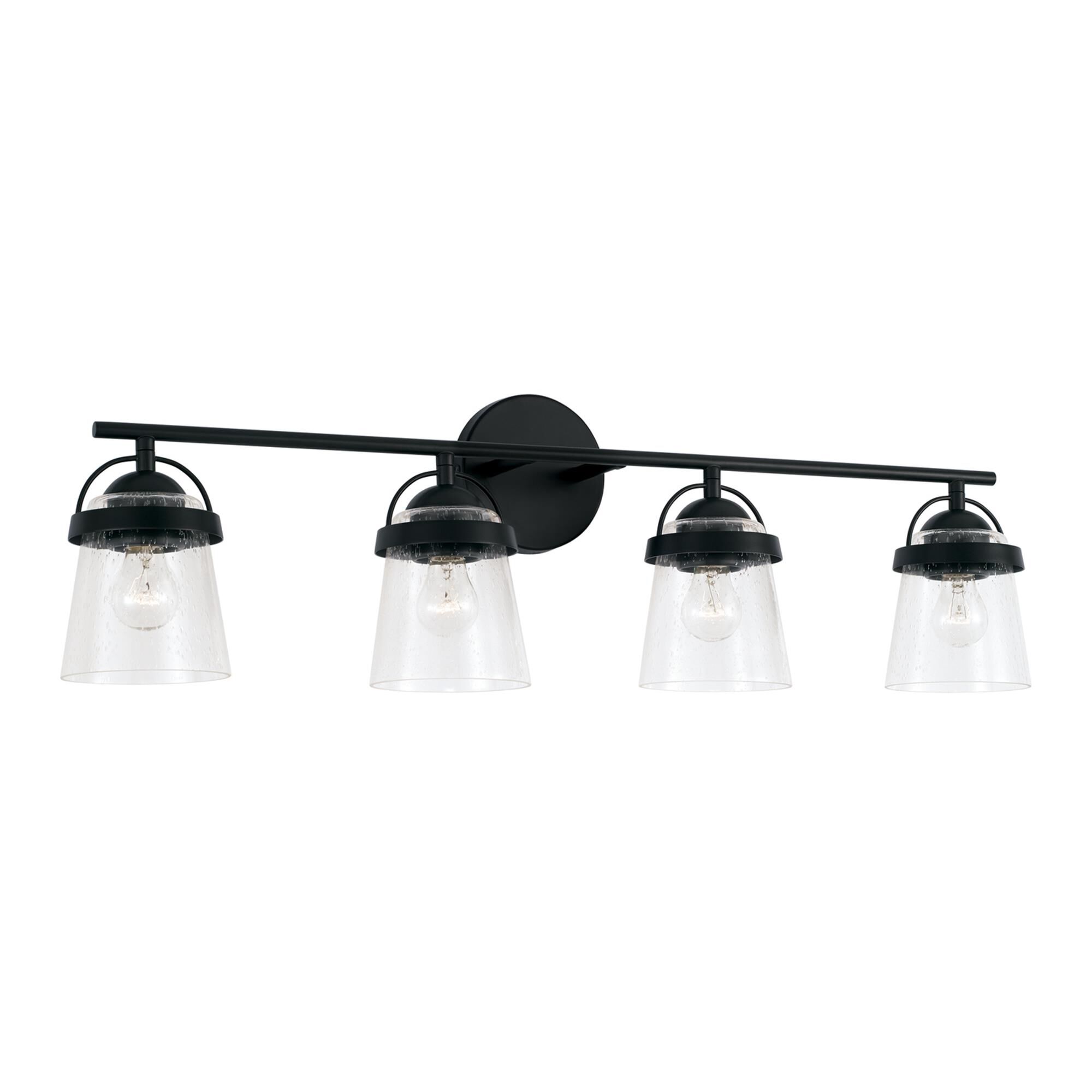 Shown in Matte Black finish and Clear Seeded glass