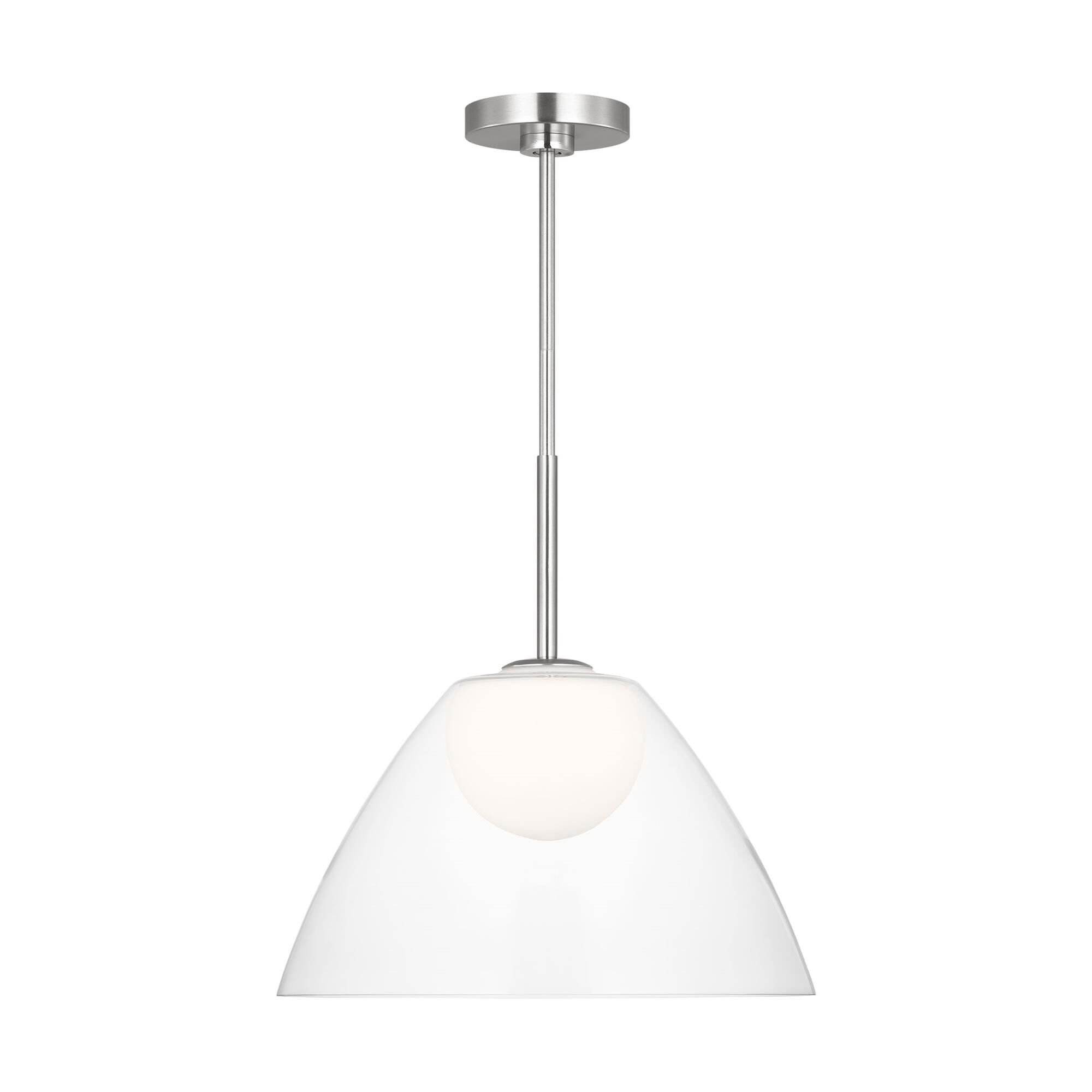 Shown in Brushed Nickel finish and White Opal Etched glass