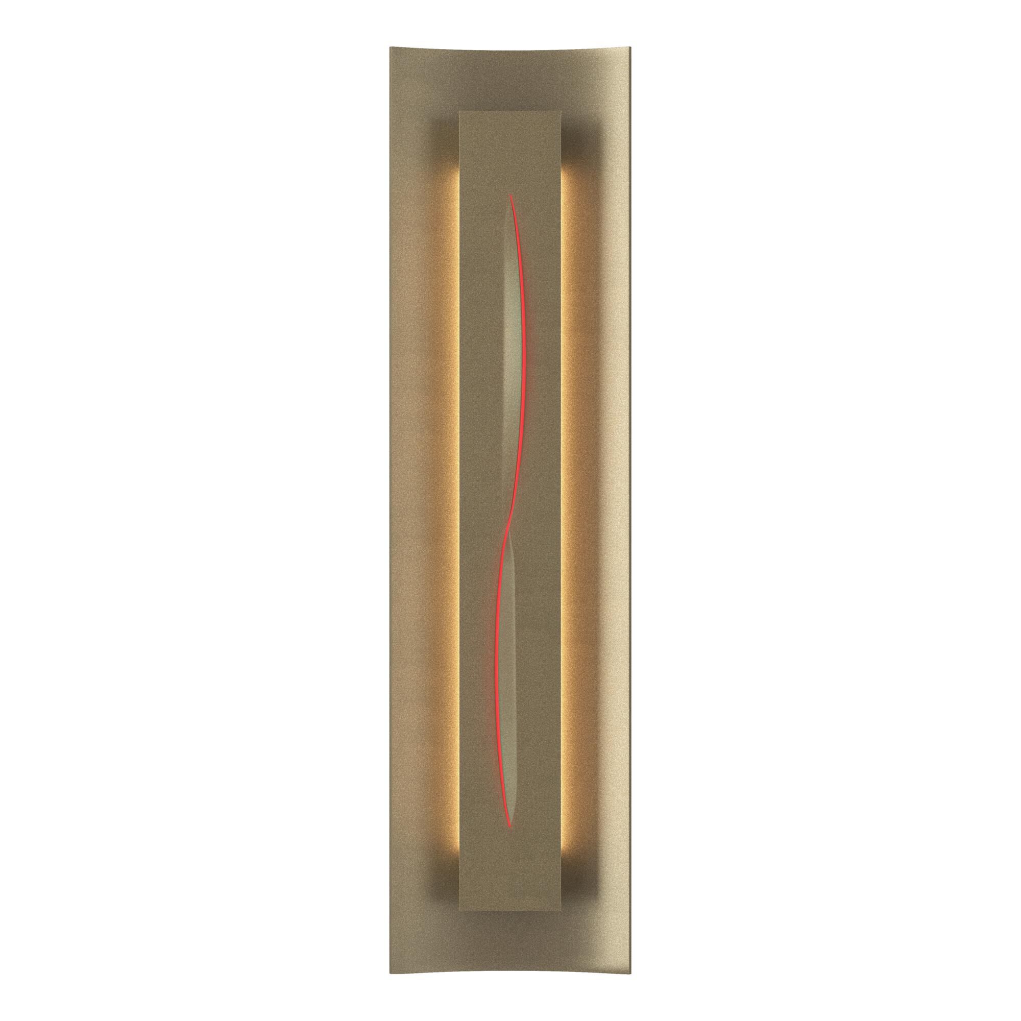 Shown in Soft Gold finish and Red  glass