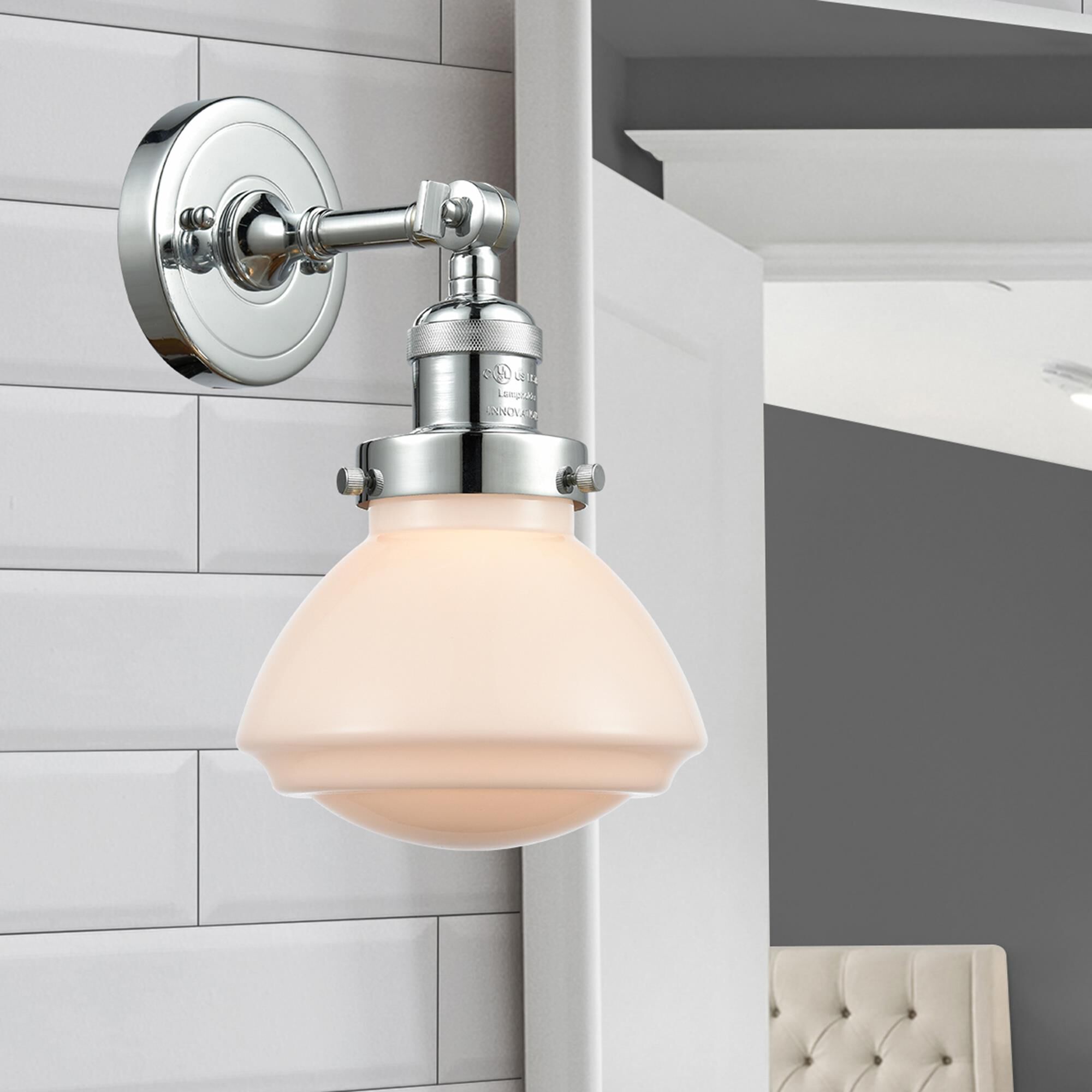Shown in Polished Chrome finish and Bell glass and Glass shade and Bulb Tint - Amber accent