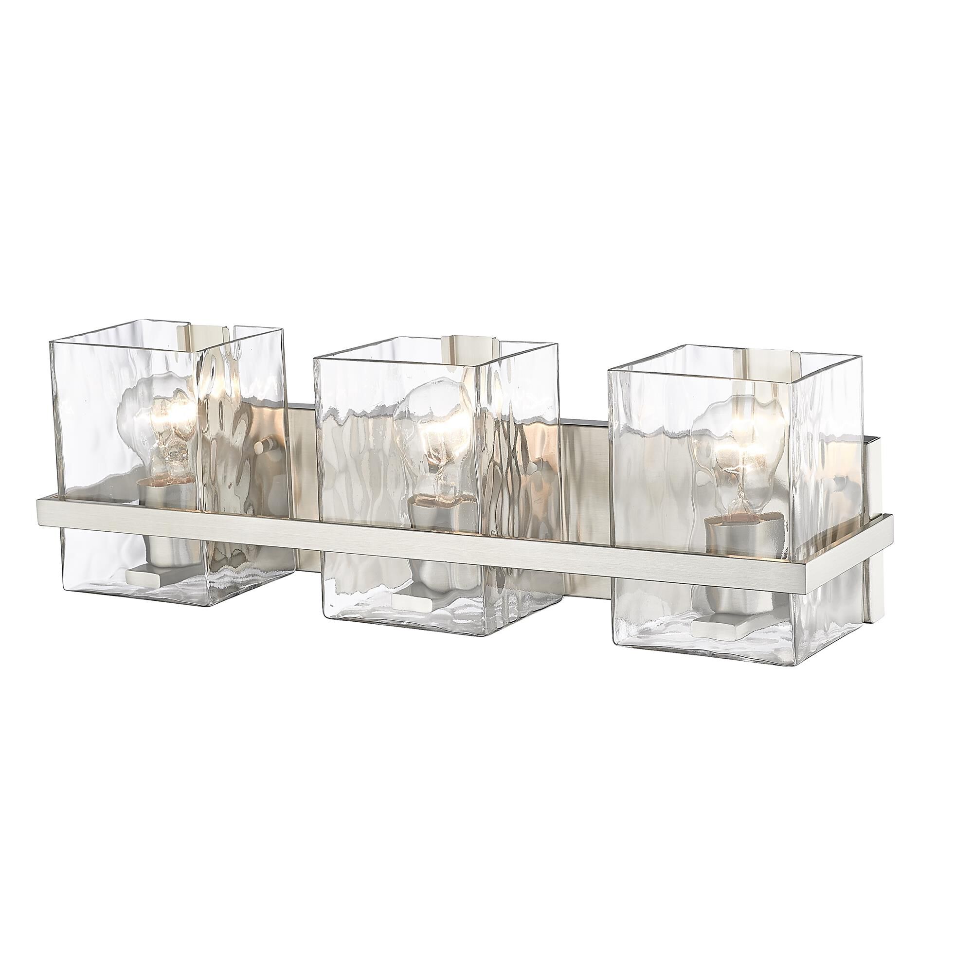 Shown in Brushed Nickel finish and Glass shade