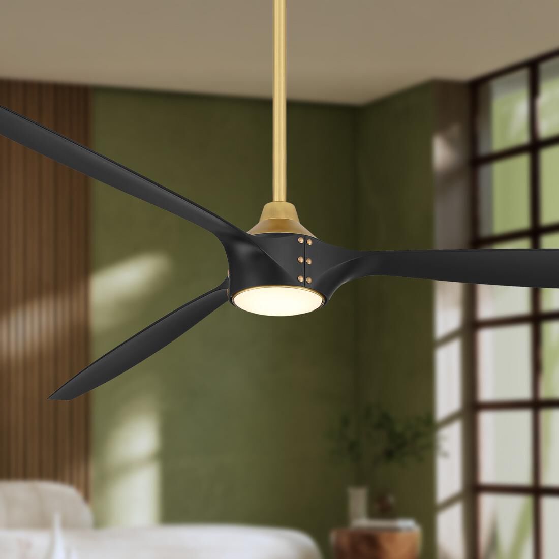 Shown in Legacy Brass with Coal finish and White Etched PC Lens glass