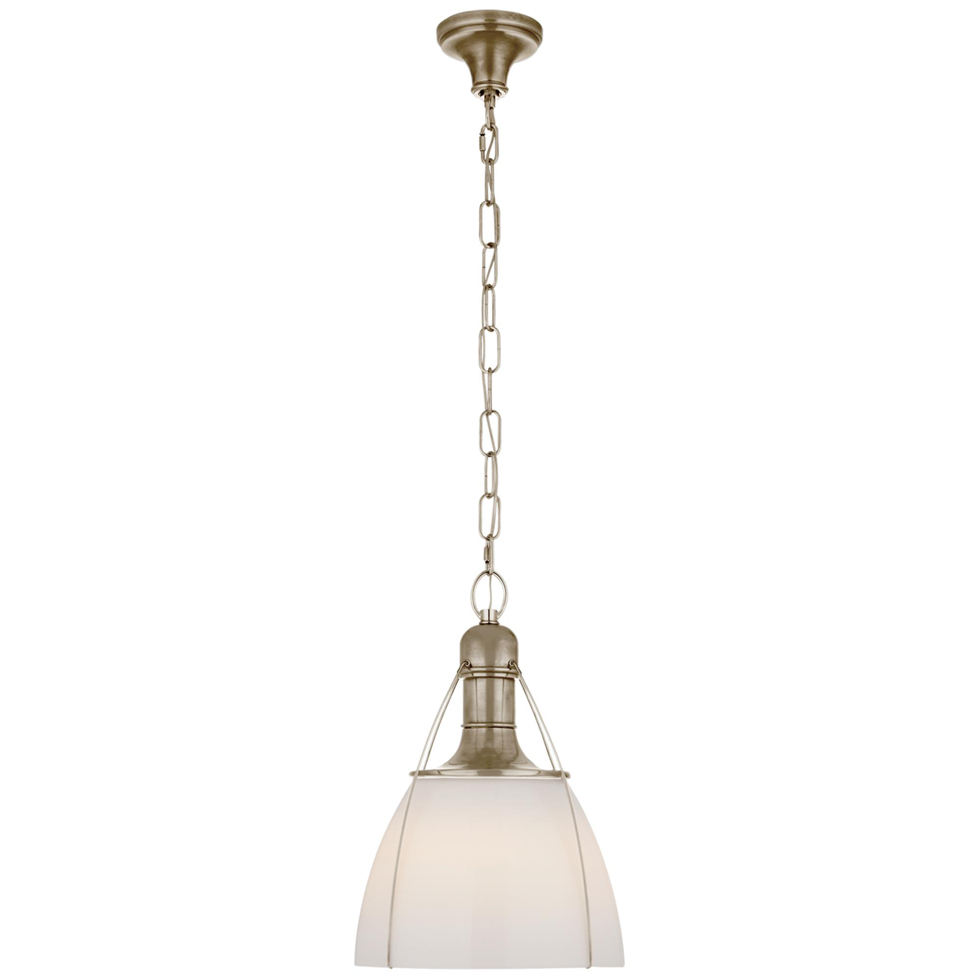 Shown in Antique Nickel finish and White glass and White Glass shade