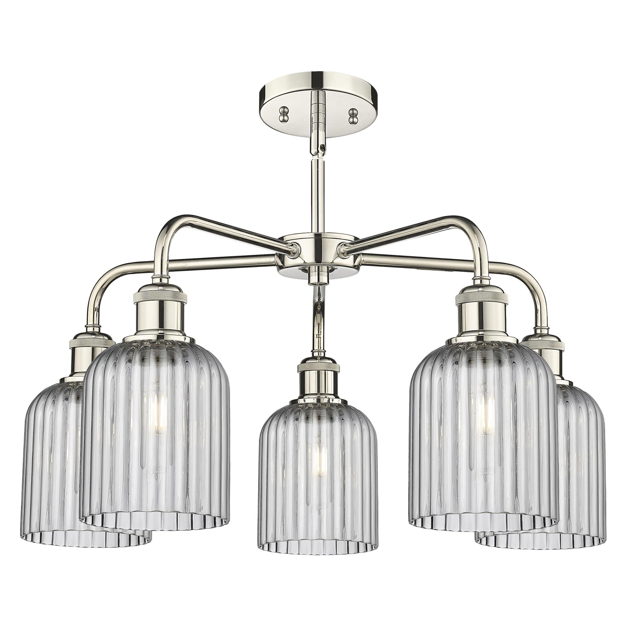 Shown in Polished Nickel finish and Light Smoke shade